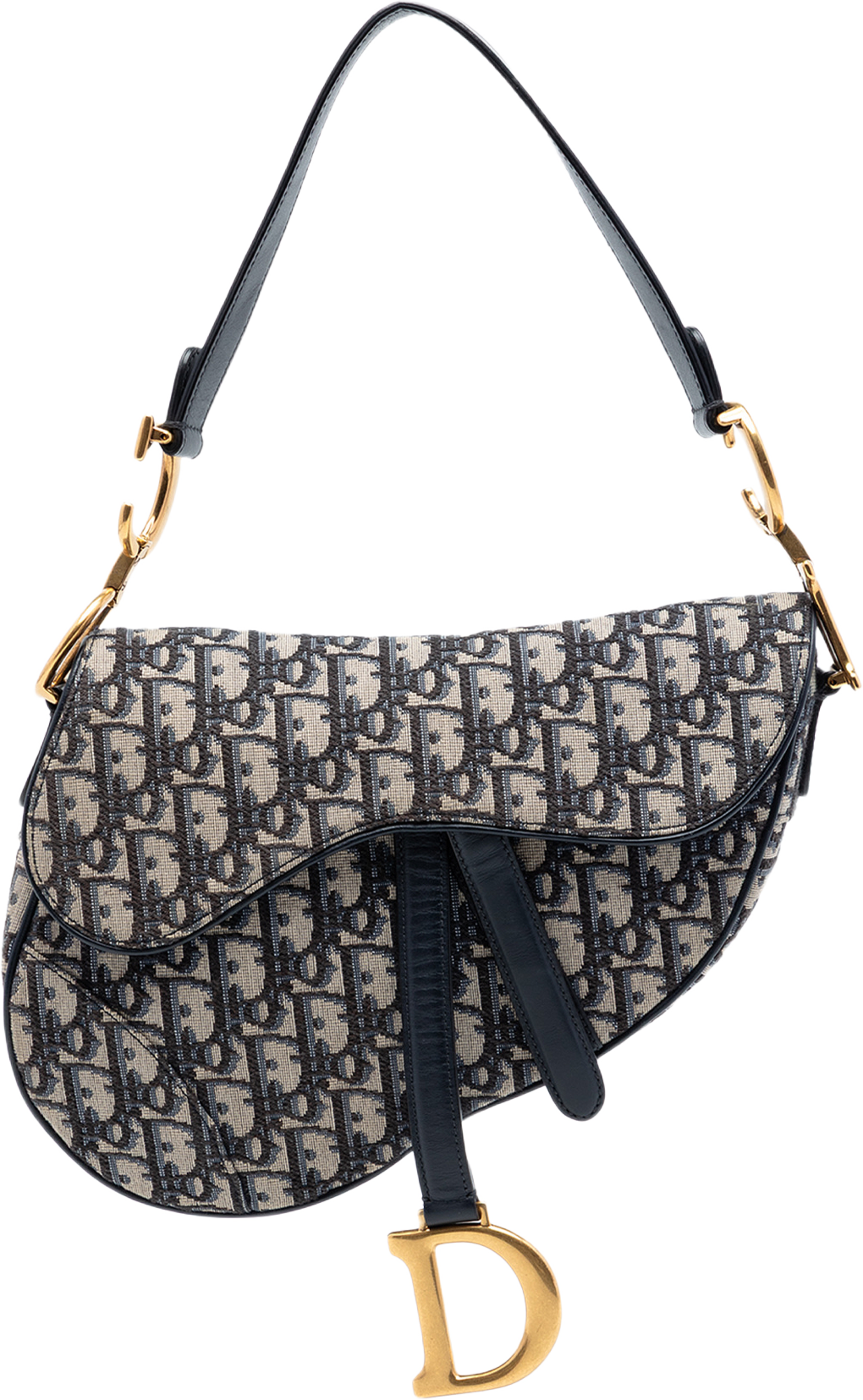 Dior Oblique Canvas Saddle Bag, från Luxclusif, i färgen blue. Klicka för att öppna bilden i stort format