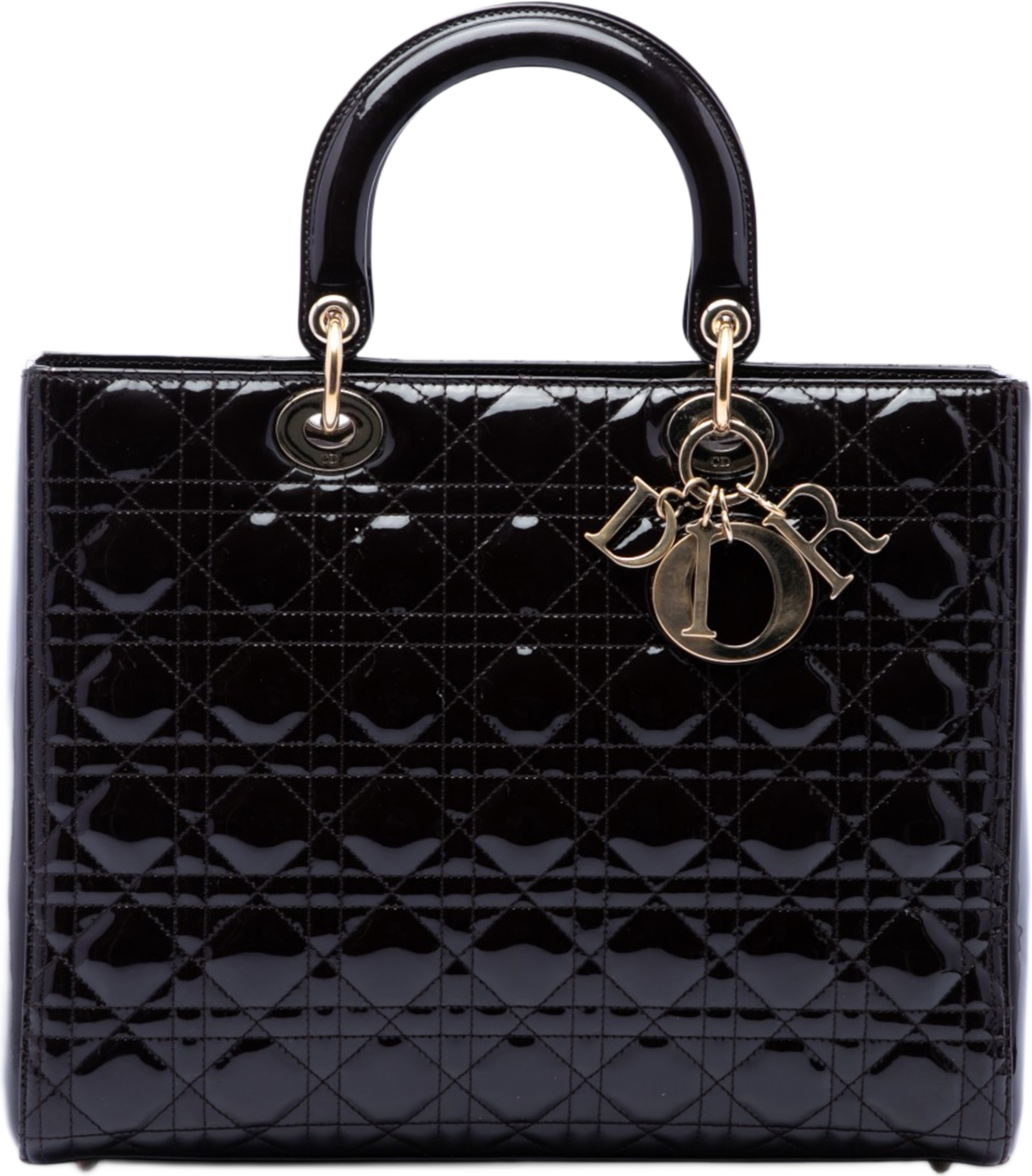 Dior Large Patent Cannage Lady Dior, från Luxclusif, i färgen plum. Klicka för att öppna bilden i stort format