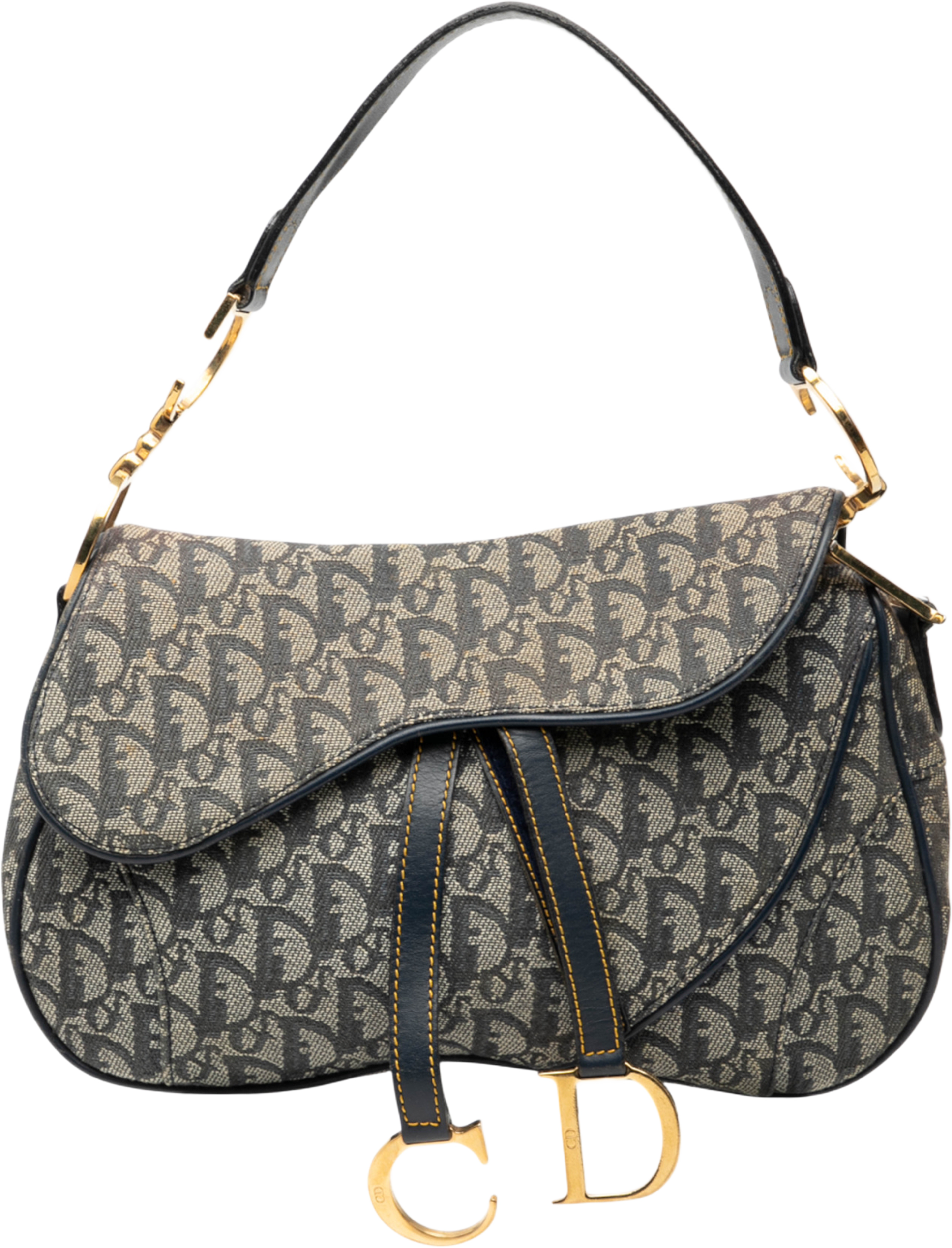 Dior Diorissimo Canvas Double Saddle Bag, från Luxclusif, i färgen blue. Klicka för att öppna bilden i stort format