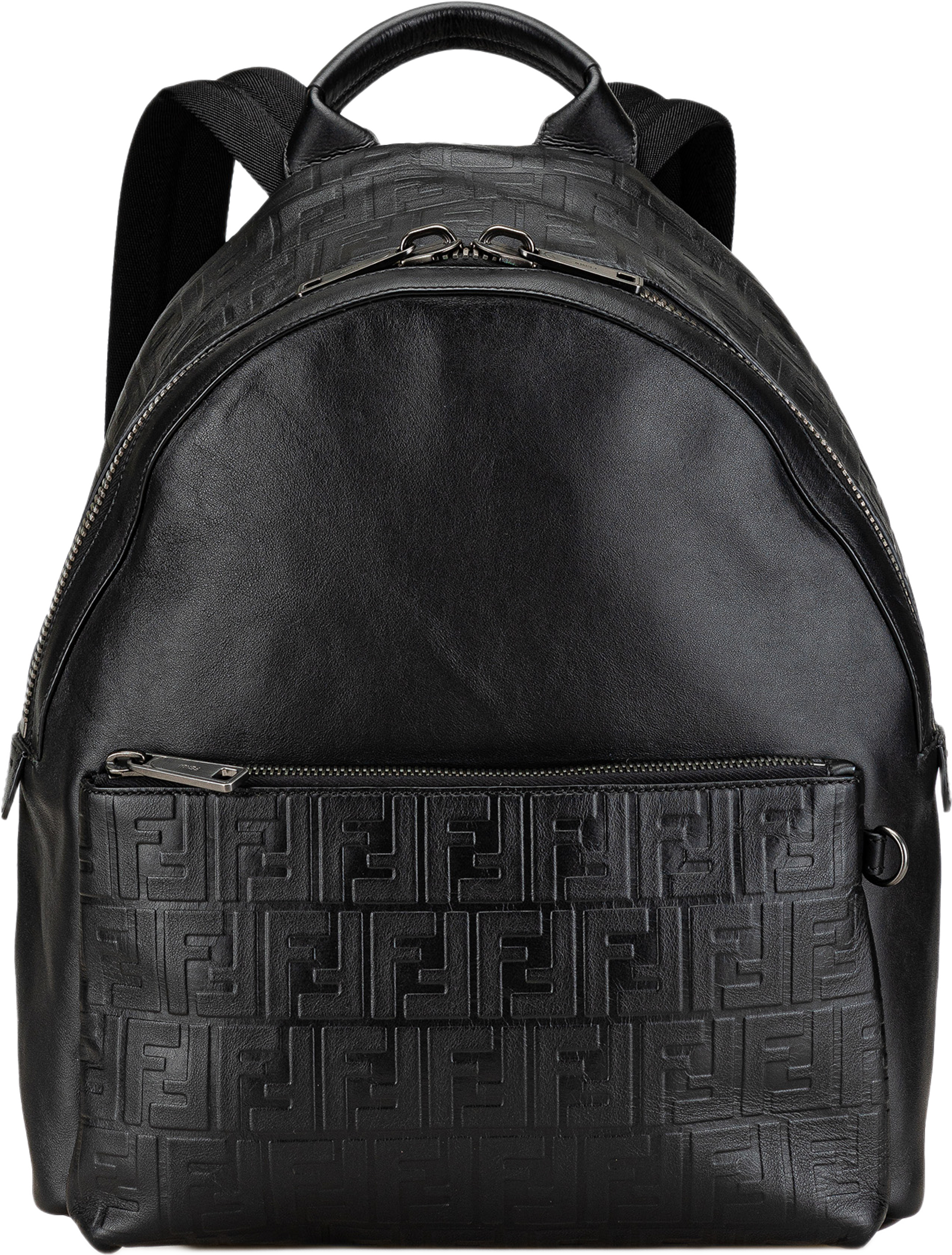 Fendi Vitello Grace Zucca Embossed Leather Backpack, från Luxclusif, i färgen svart. Klicka för att öppna bilden i stort format