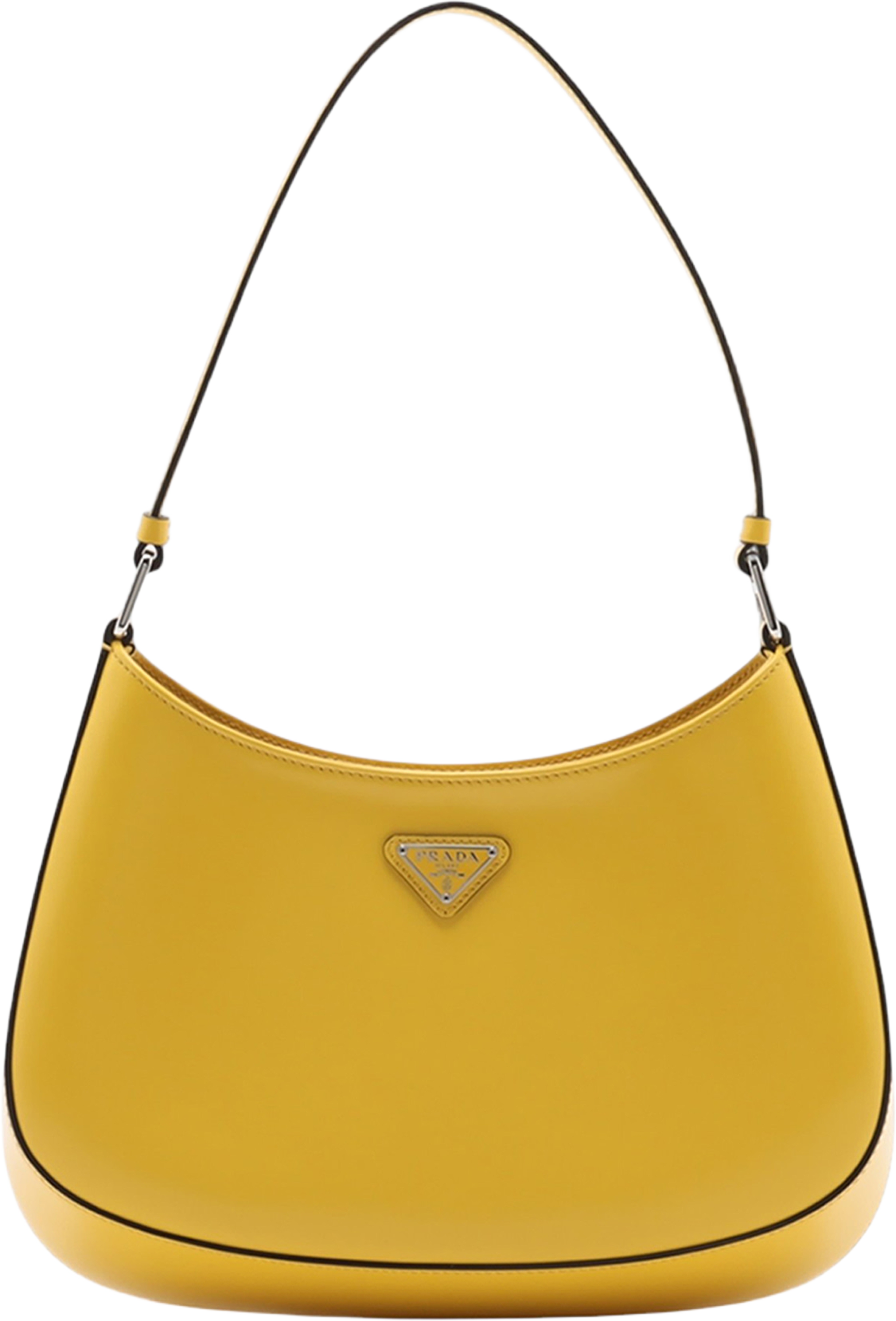 Prada Brushed Leather Cleo Shoulder Bag, från Luxclusif, i färgen yellow. Klicka för att öppna bilden i stort format