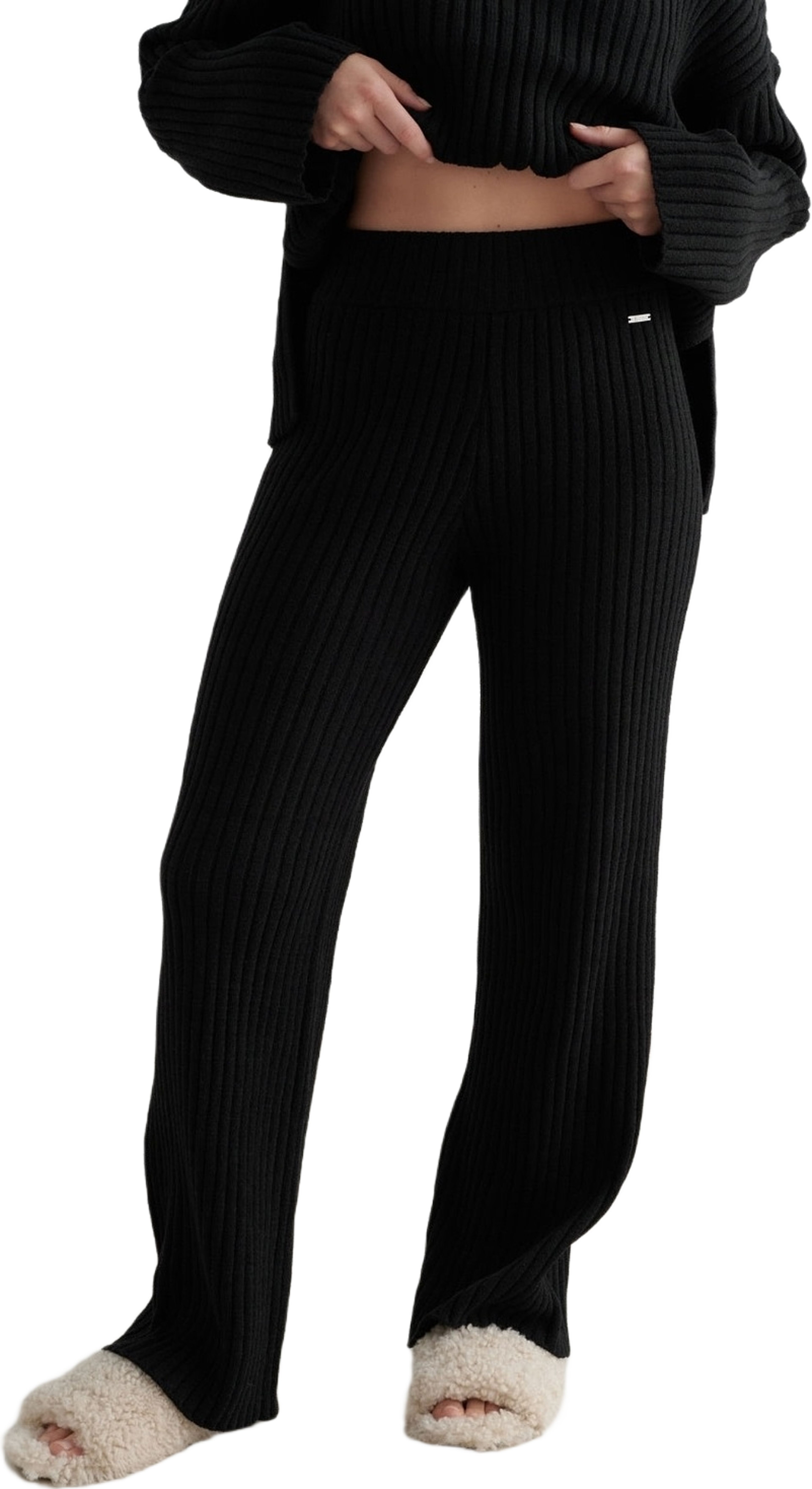 Black Rib Knit Pants