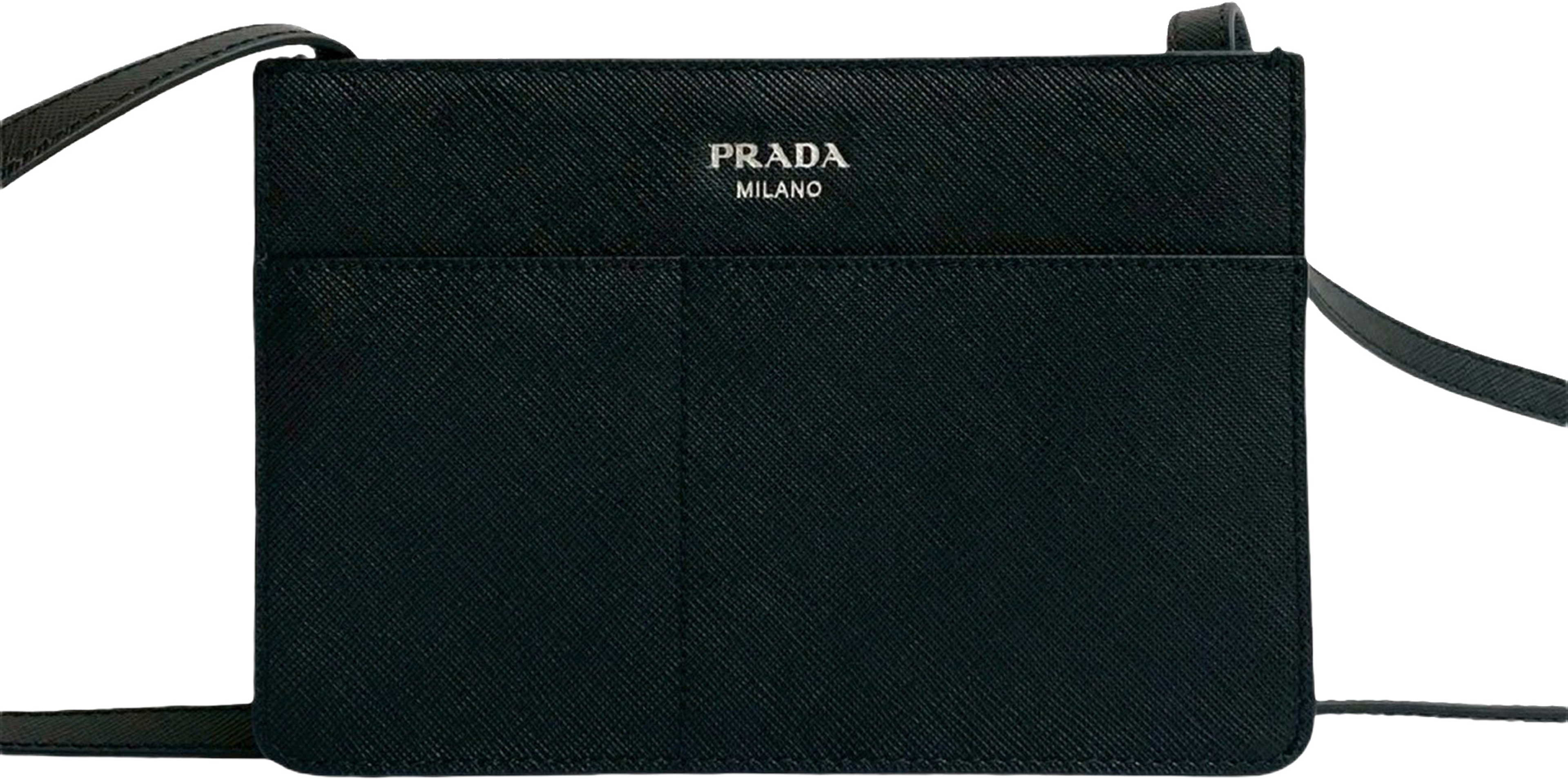 Prada Saffiano Lux Crossbody, från Luxclusif, i färgen black. Klicka för att öppna bilden i stort format