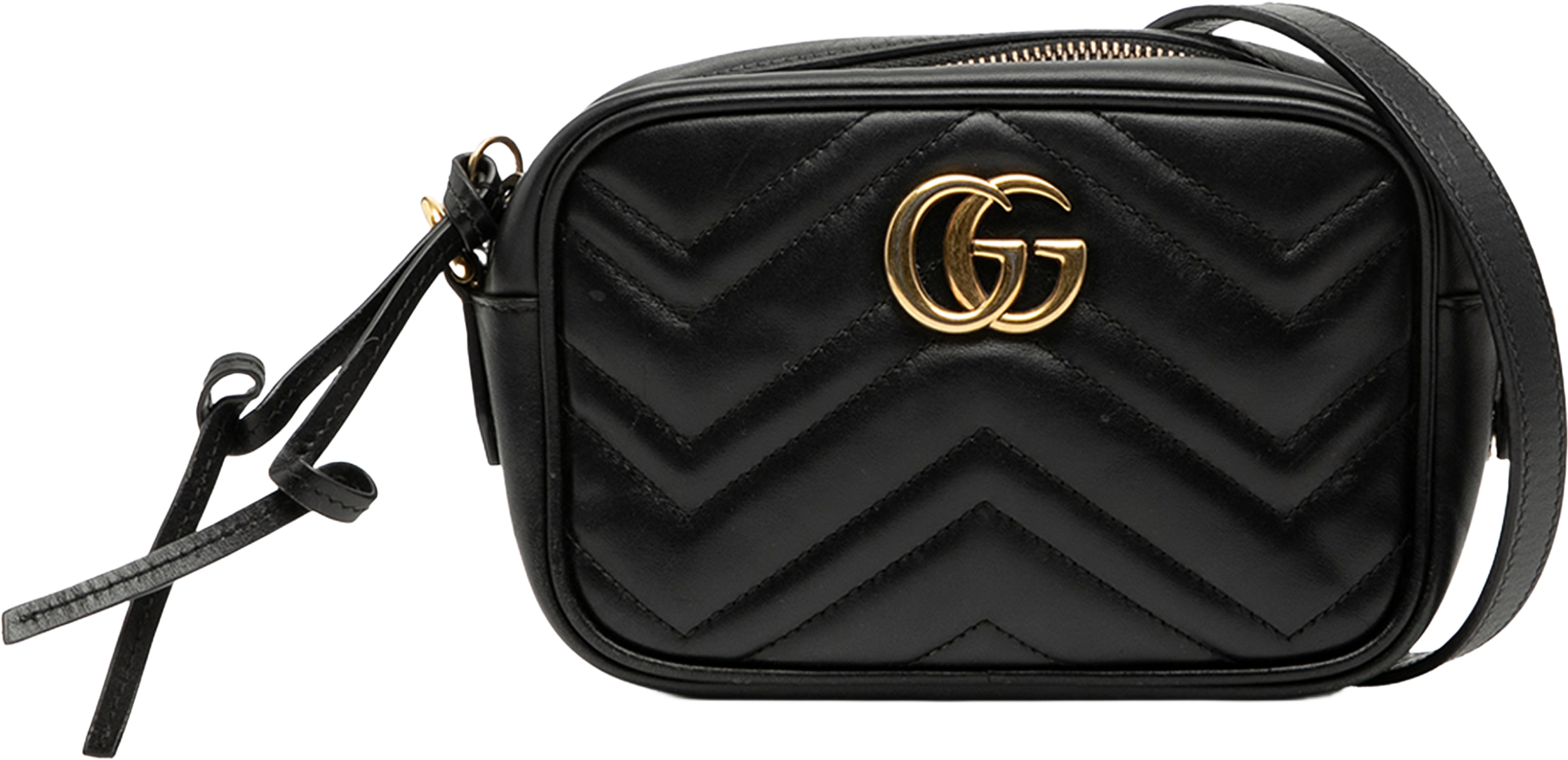 Gucci Mini Gg Marmont Matelasse Leather Crossbody, från Luxclusif, i färgen black. Klicka för att öppna bilden i stort format
