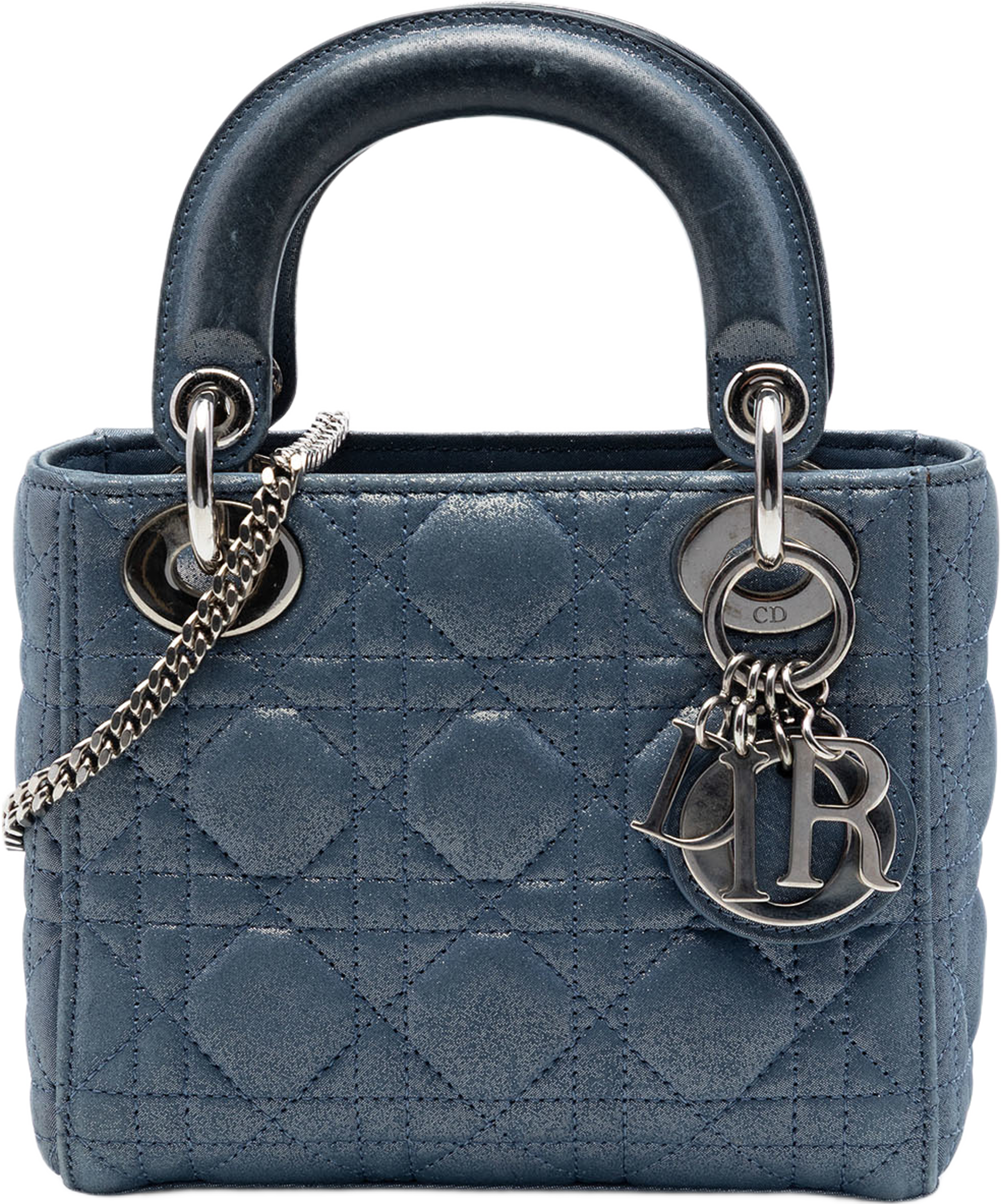 Dior Mini Iridescent Lambskin Cannage Lady Dior, från Luxclusif, i färgen navy. Klicka för att öppna bilden i stort format