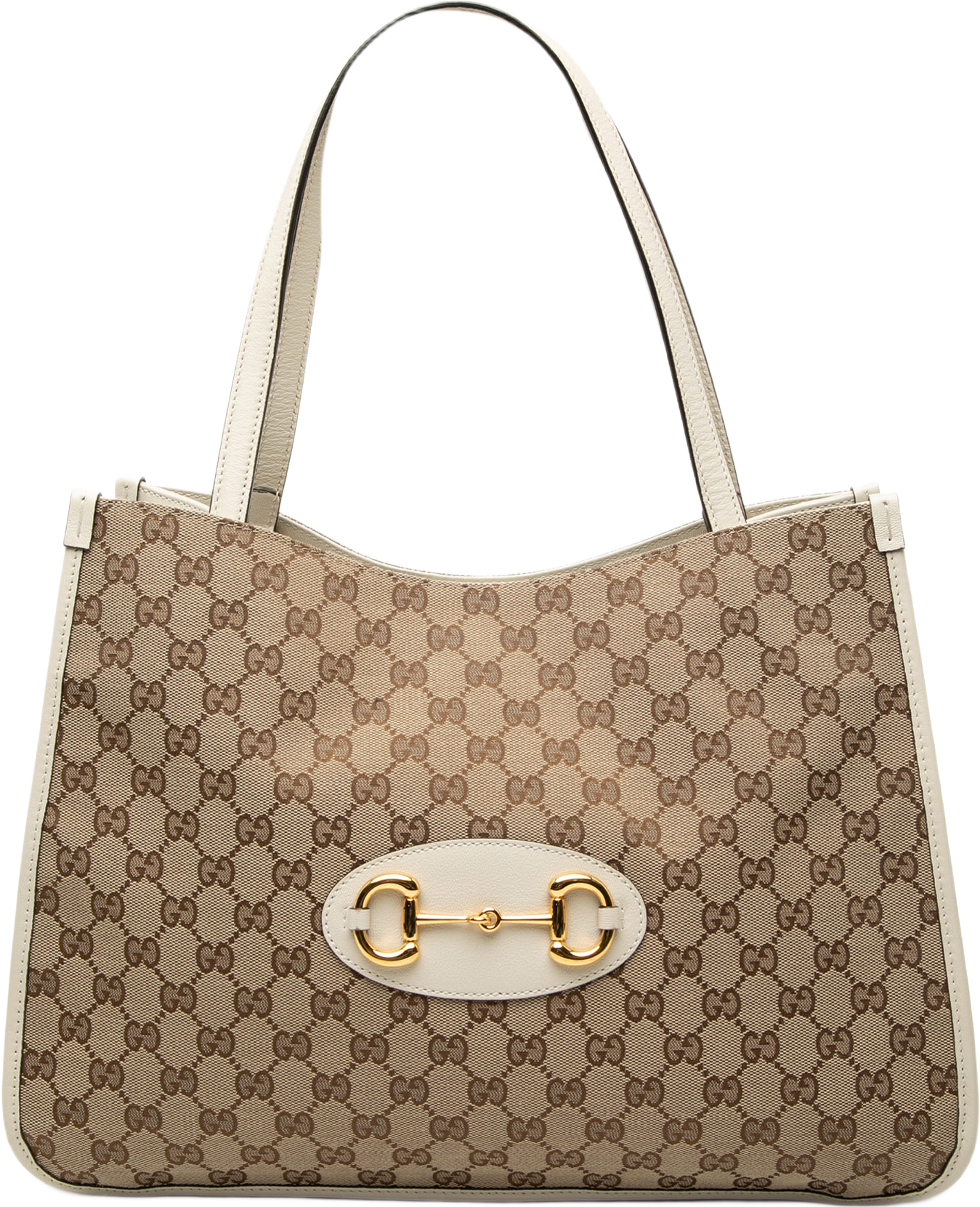 Gucci Medium Gg Canvas Horsebit 1955 Tote, från Luxclusif, i färgen beige. Klicka för att öppna bilden i stort format
