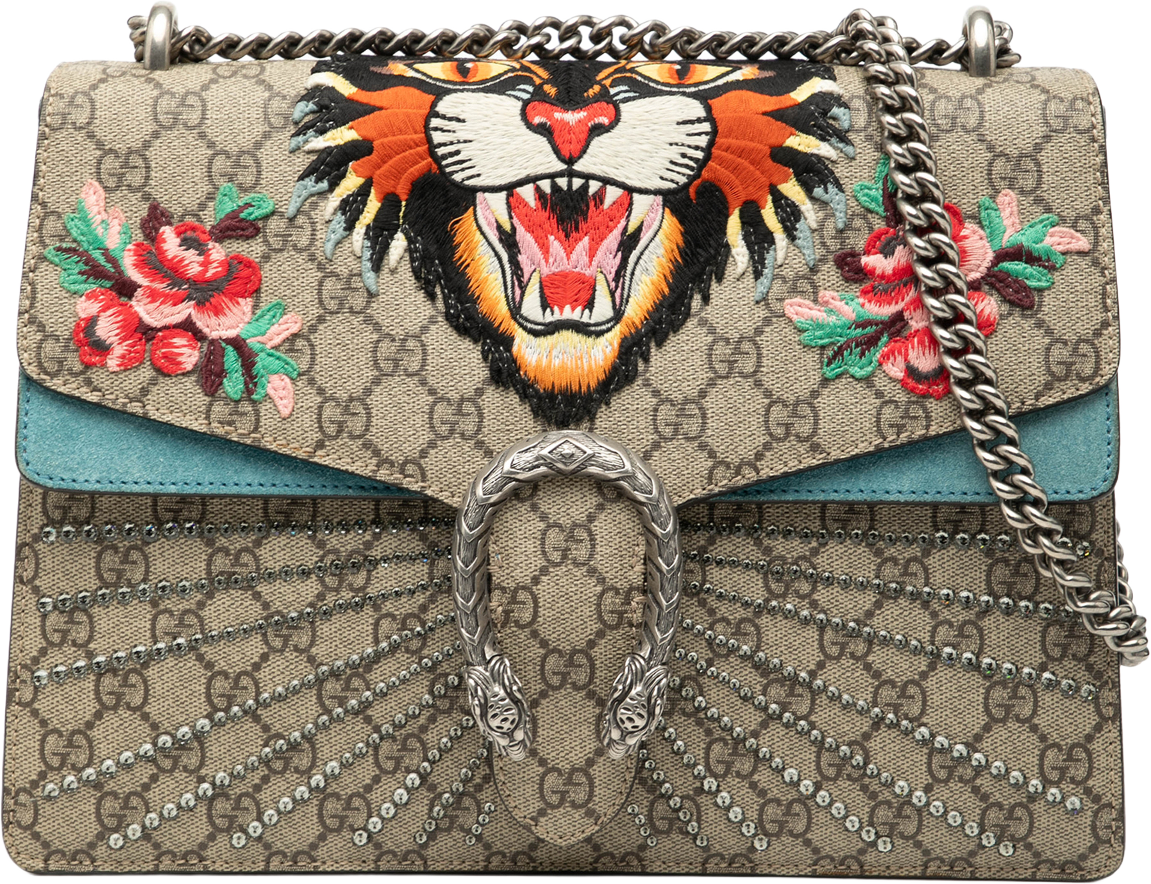 Gucci Medium Gg Supreme Embroidered Angry Cat Dionysus Shoulder Bag, från Luxclusif, i färgen beige. Klicka för att öppna bilden i stort format