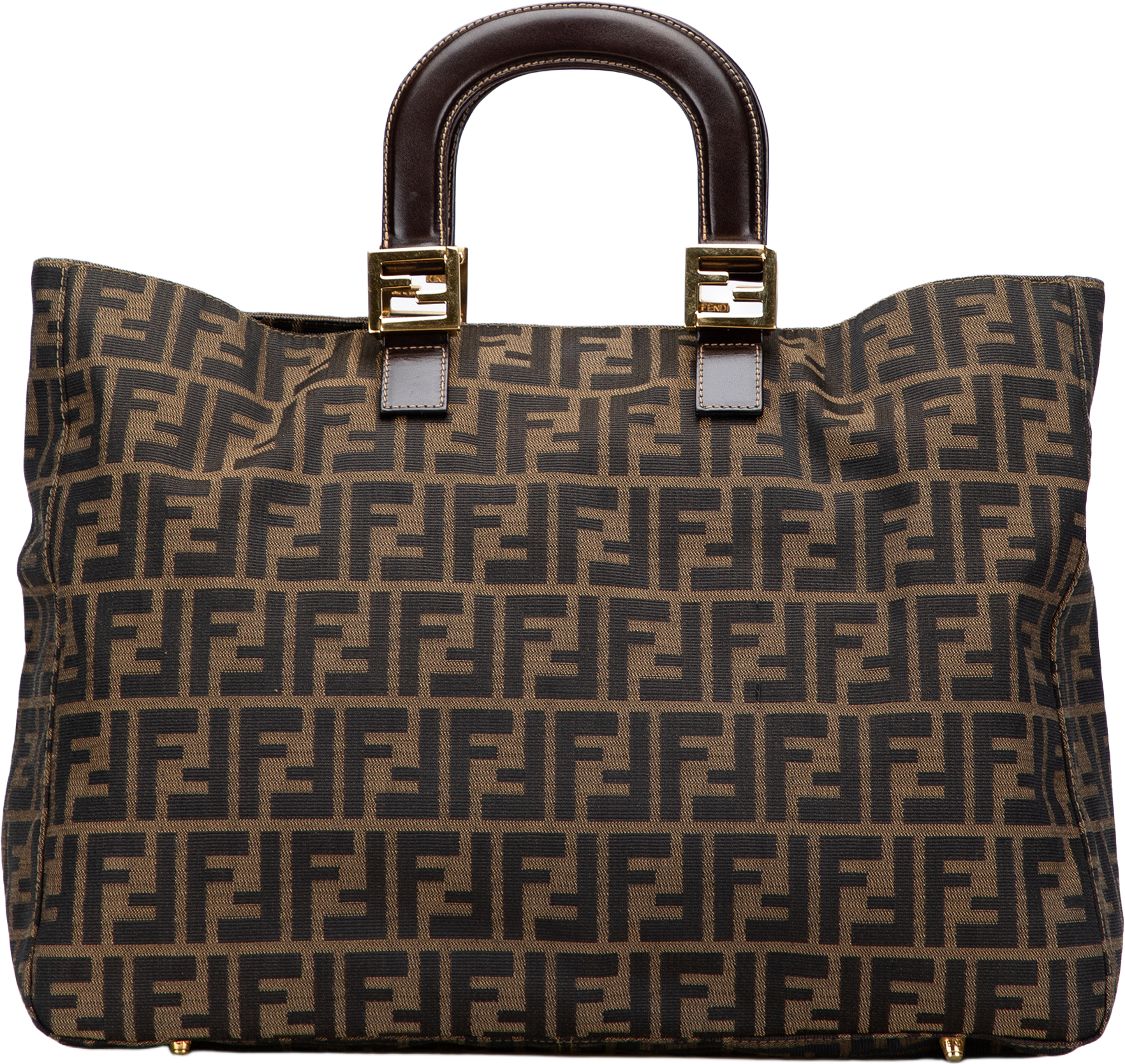 Fendi Large Zucca Canvas Twins Tote, från Luxclusif, i färgen brown. Klicka för att öppna bilden i stort format