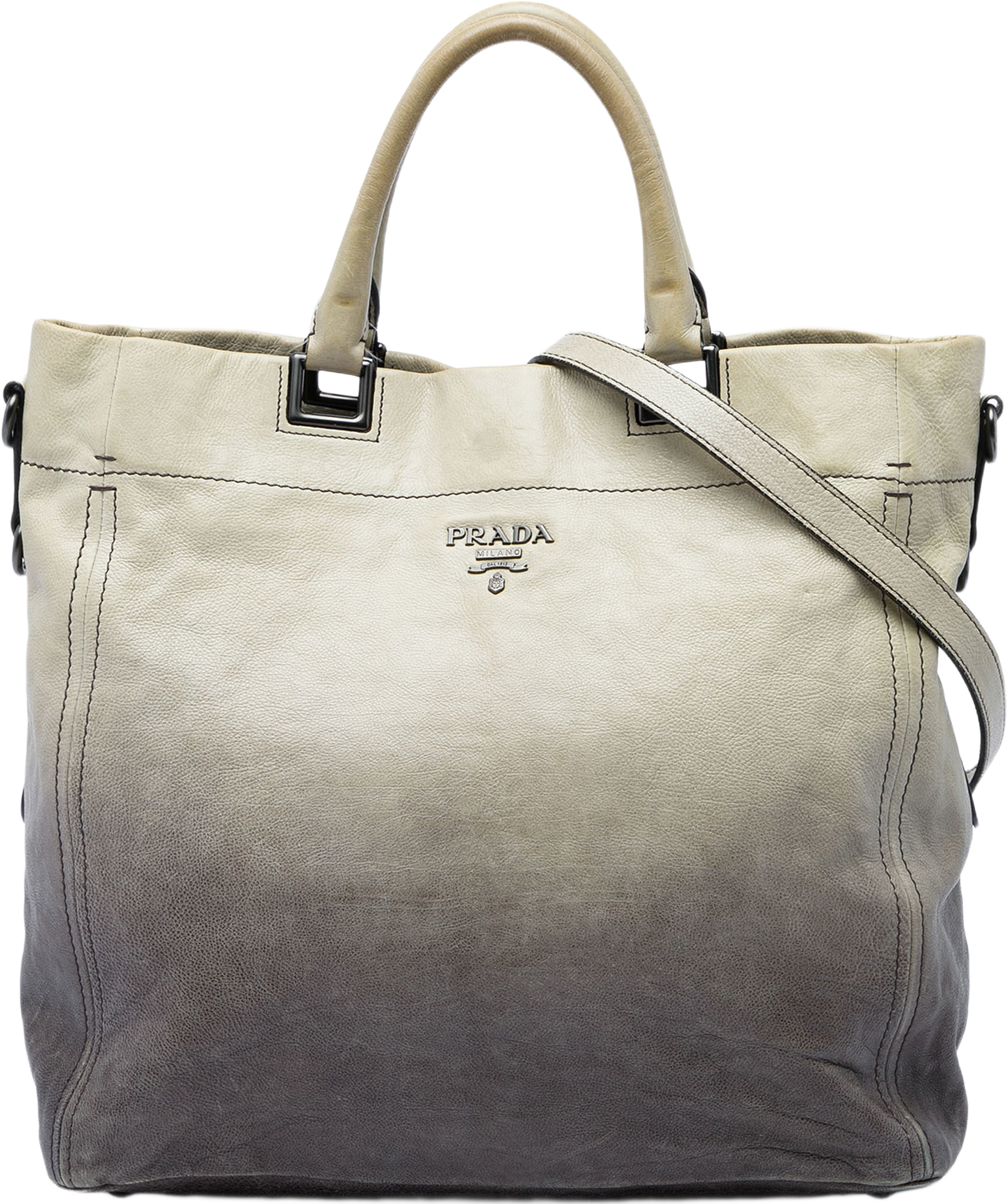 Prada Ombre Glace Calf Tote, från Luxclusif, i färgen grå. Klicka för att öppna bilden i stort format