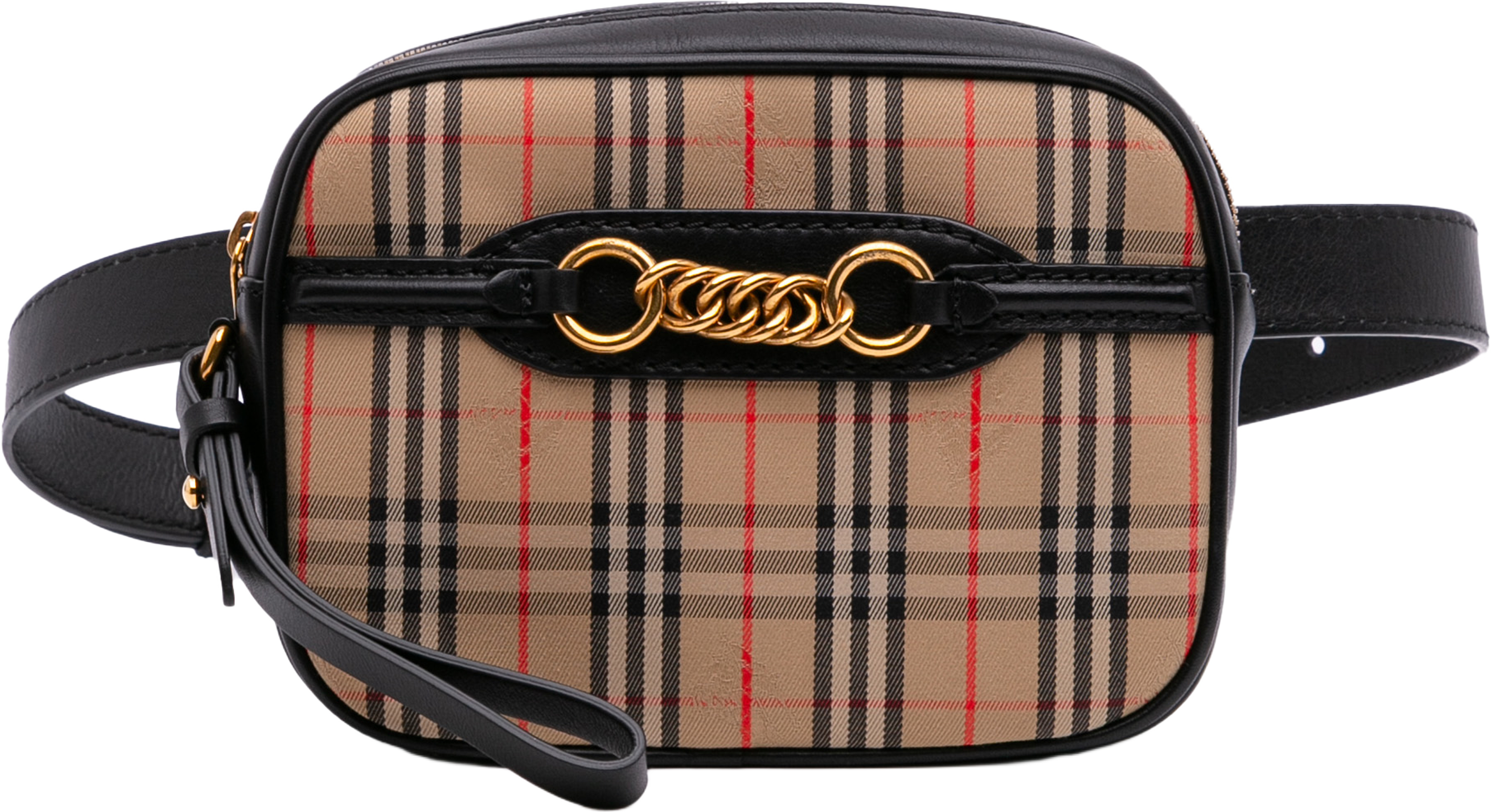 Burberry Haymarket Check Canvas 1983 Link Belt Bag, från Luxclusif, i färgen beige. Klicka för att öppna bilden i stort format