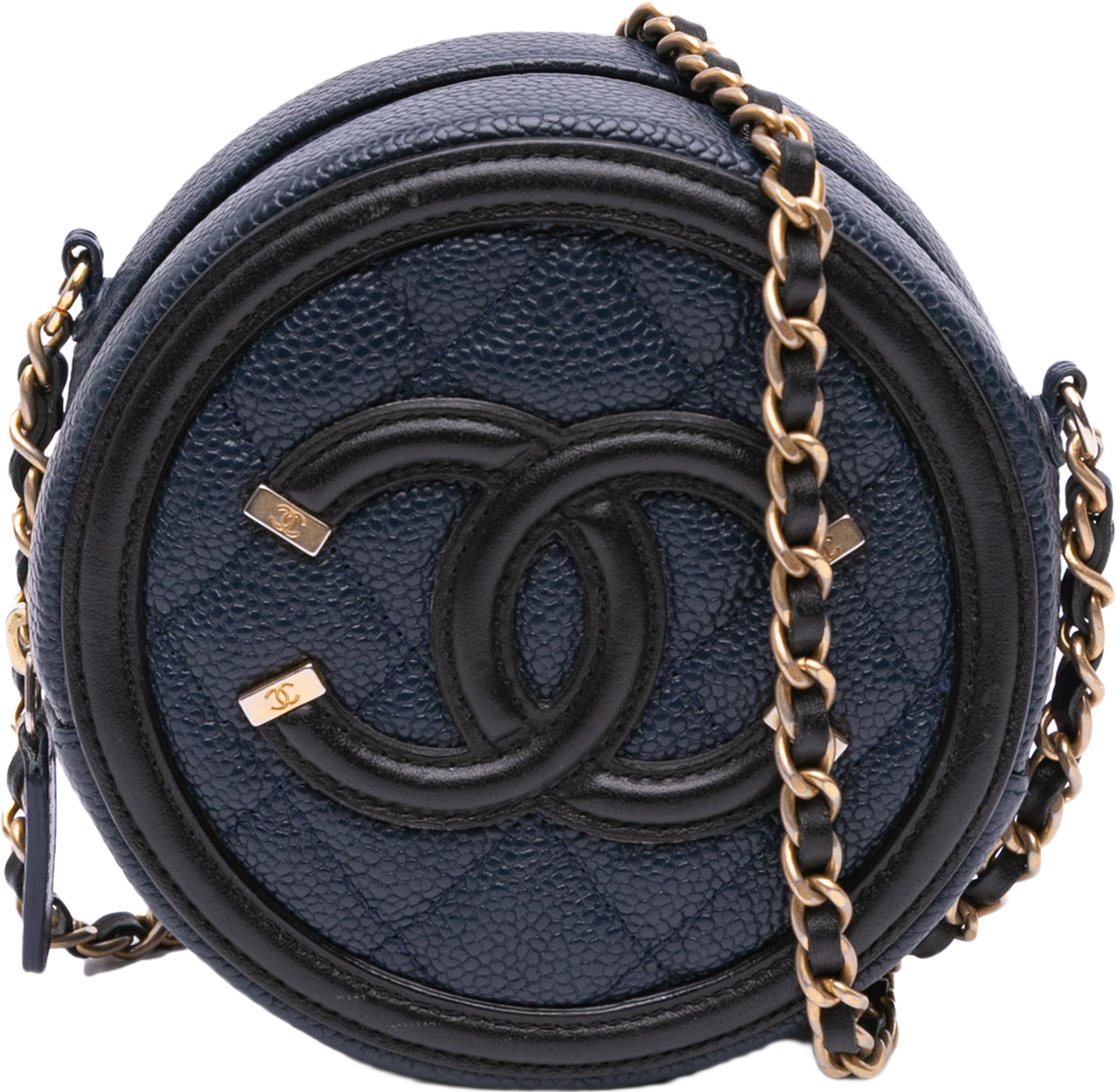 Chanel Caviar Cc Filigree Round Crossbody Bag