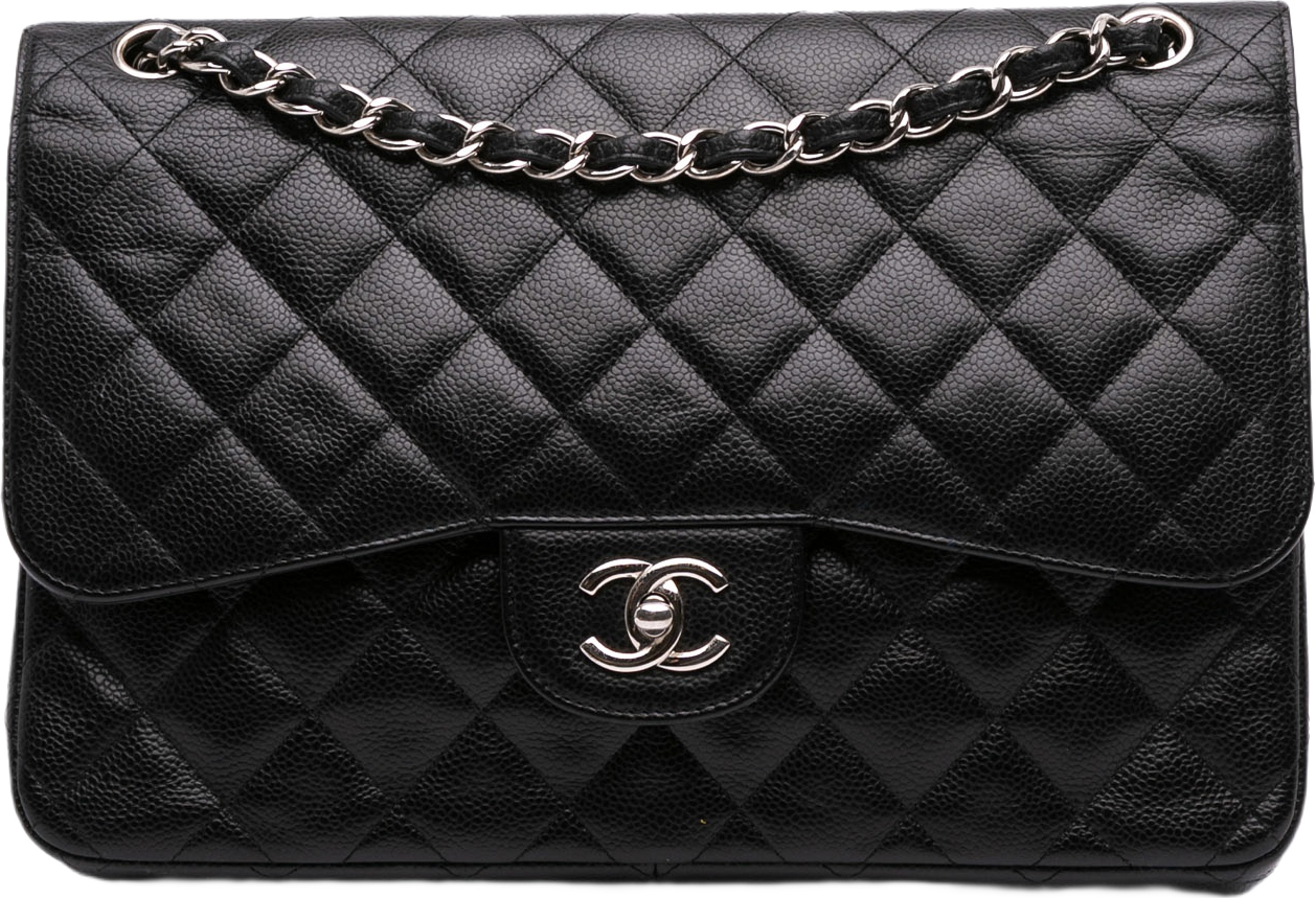 Chanel Jumbo Classic Caviar Double Flap, från Luxclusif, i färgen black.