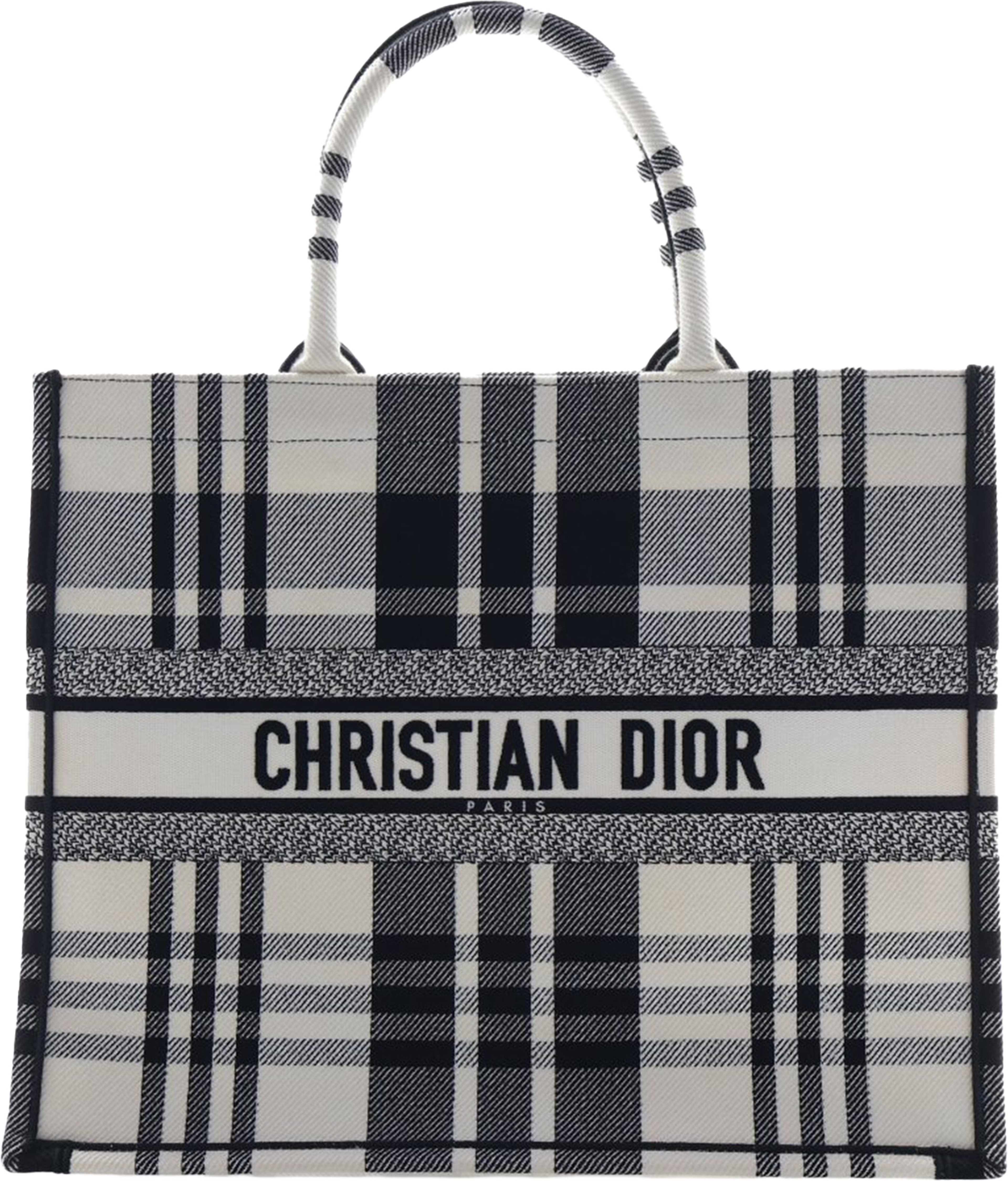 Dior Large Embroidered Canvas Check N Dior Book Tote, från Luxclusif, i färgen white. Klicka för att öppna bilden i stort format