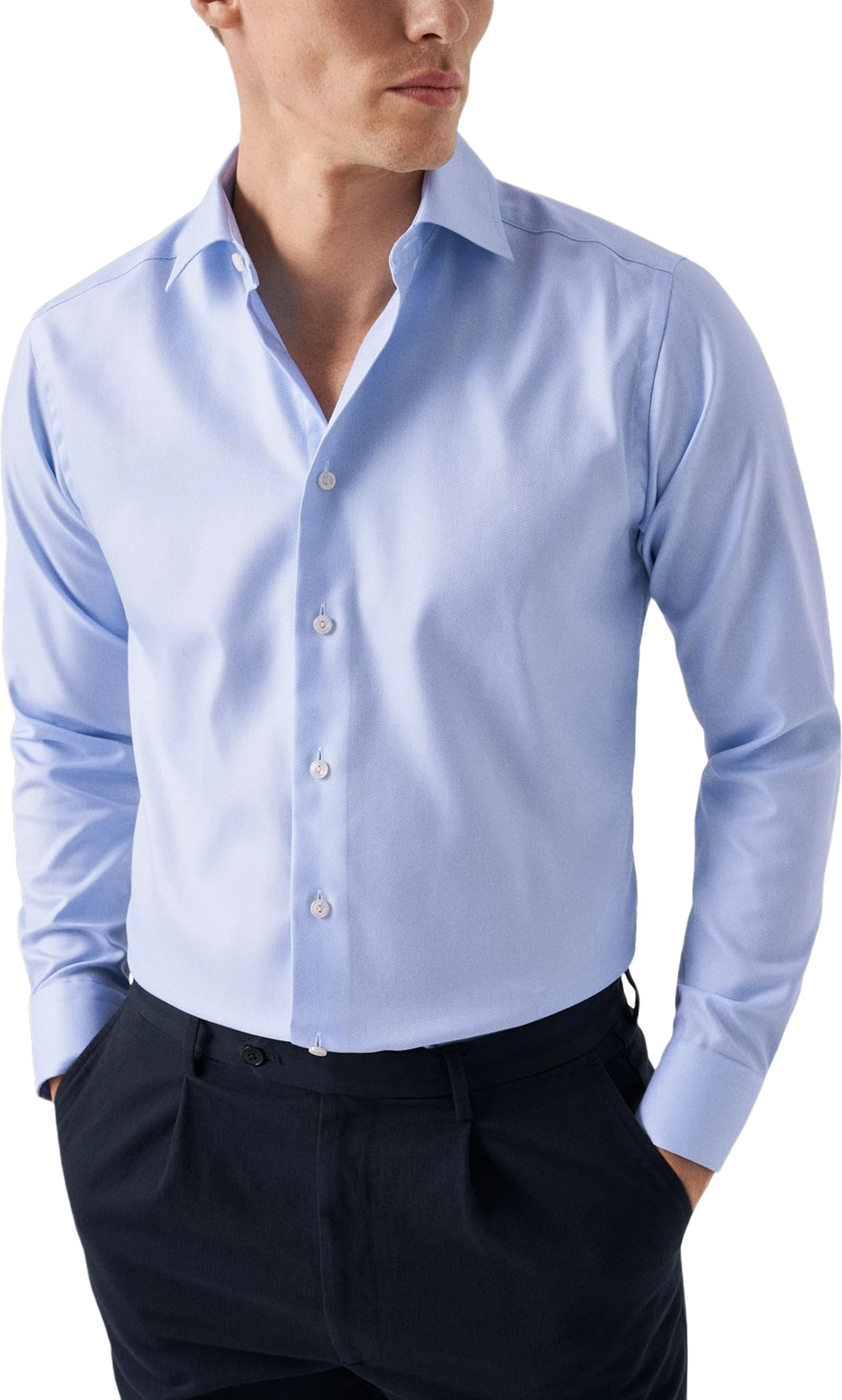 Skjorta I Texturerad Twill Slim Fit
