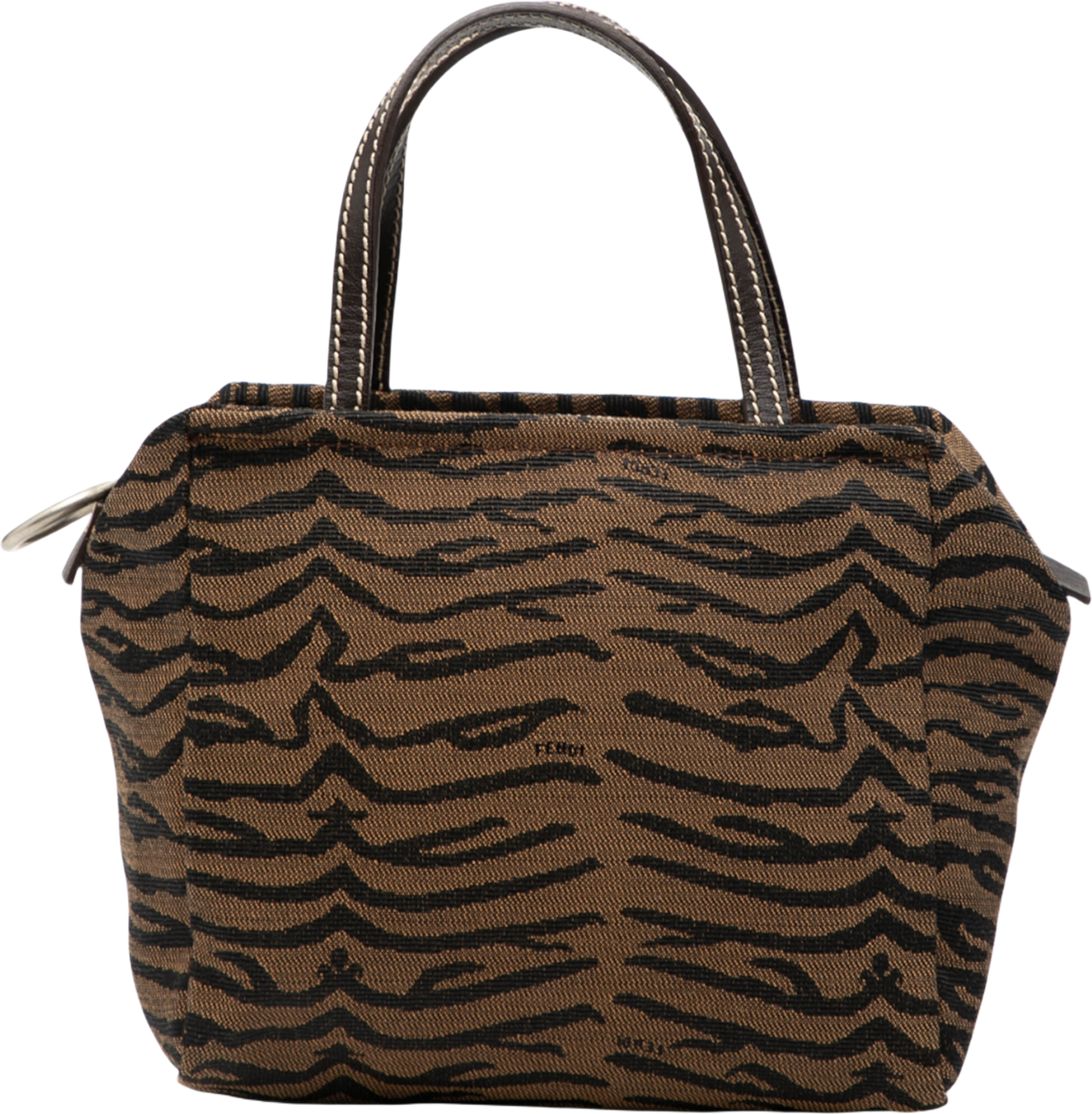 Fendi Canvas Zebra Print Handbag, från Luxclusif, i färgen brown. Klicka för att öppna bilden i stort format
