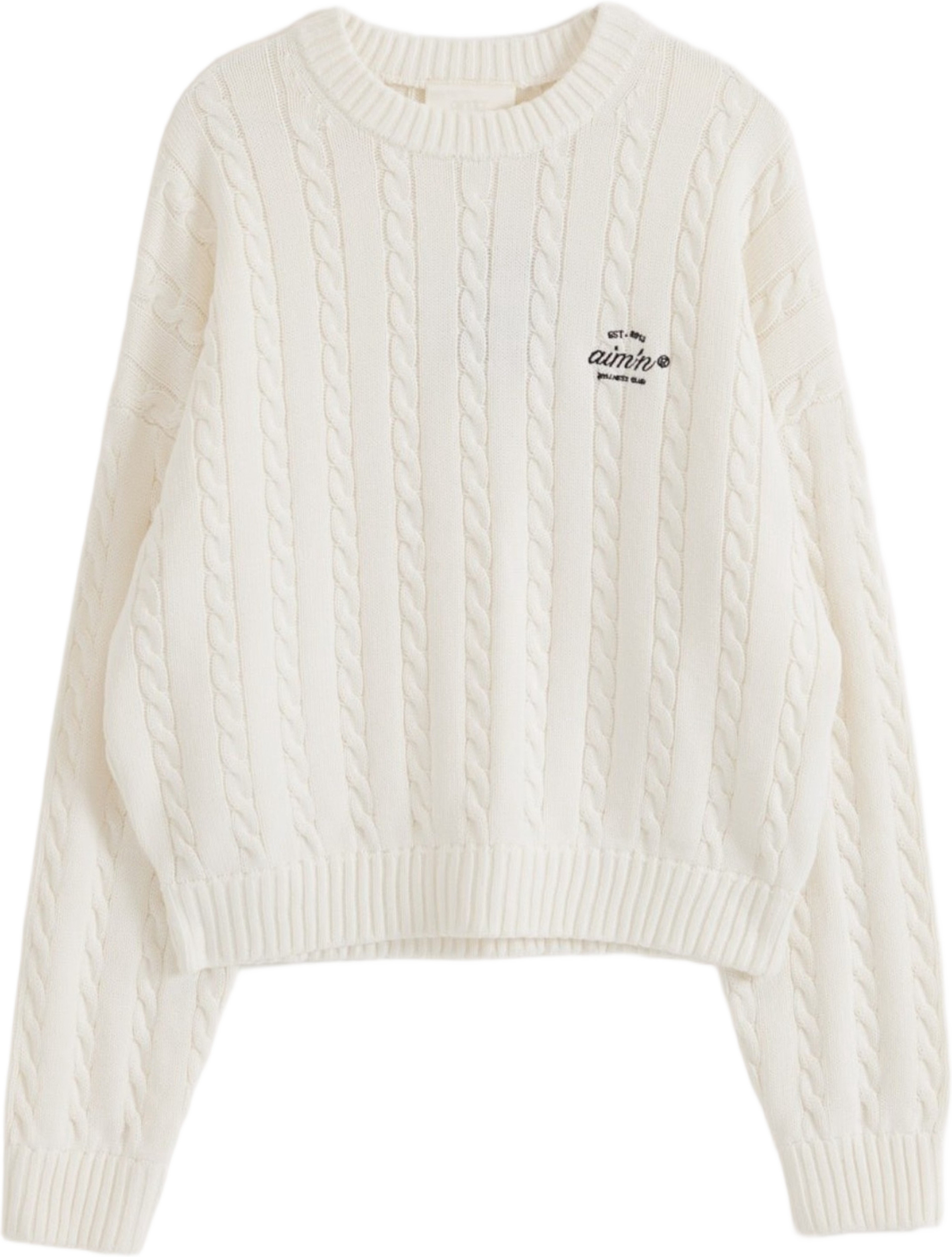 Club Cable Knit Sweater, från aim'n, i färgen off white. Klicka för att öppna bilden i stort format