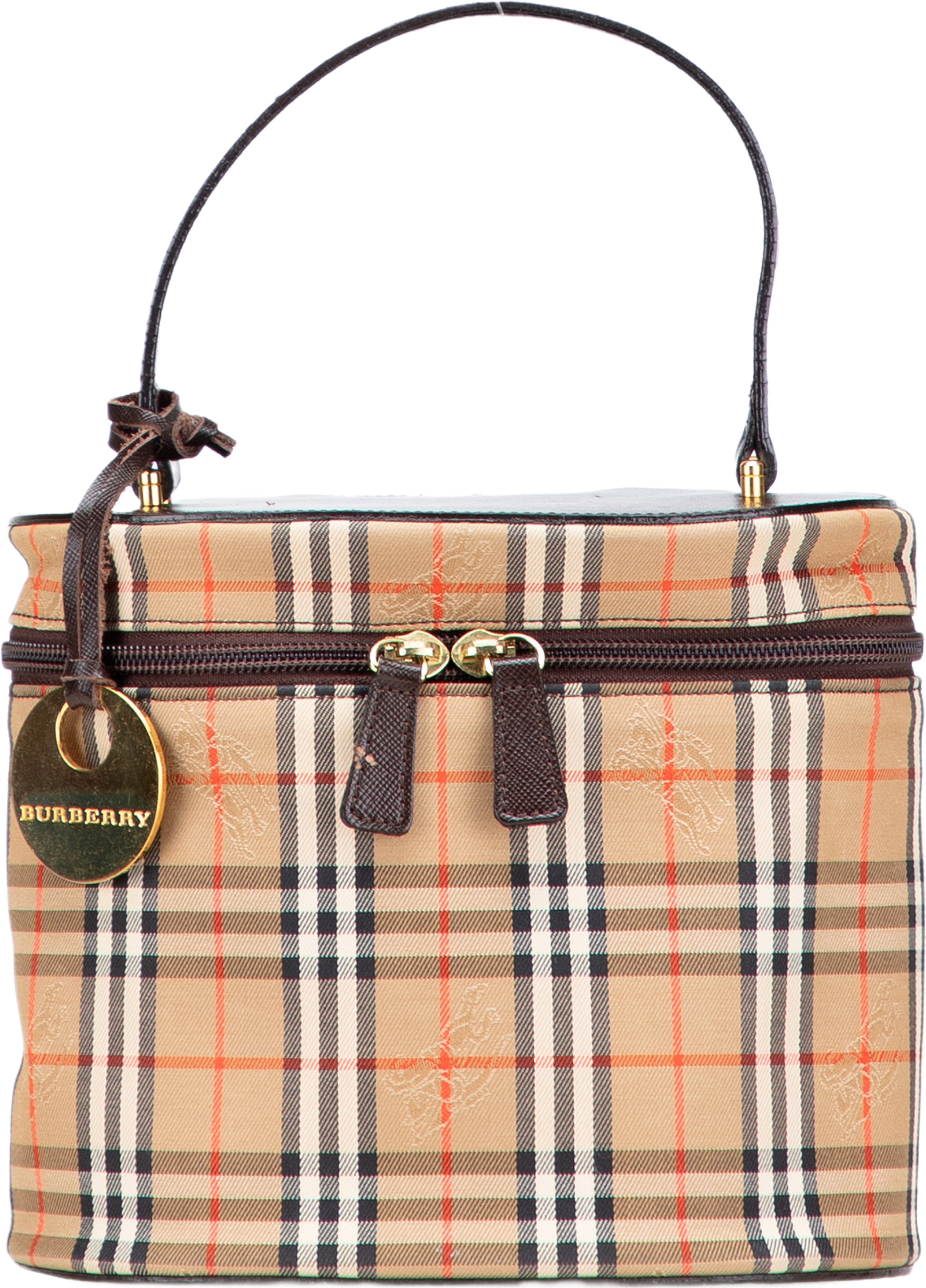 Burberry Haymarket Check Canvas Vanity Bag, från Luxclusif, i färgen beige. Klicka för att öppna bilden i stort format