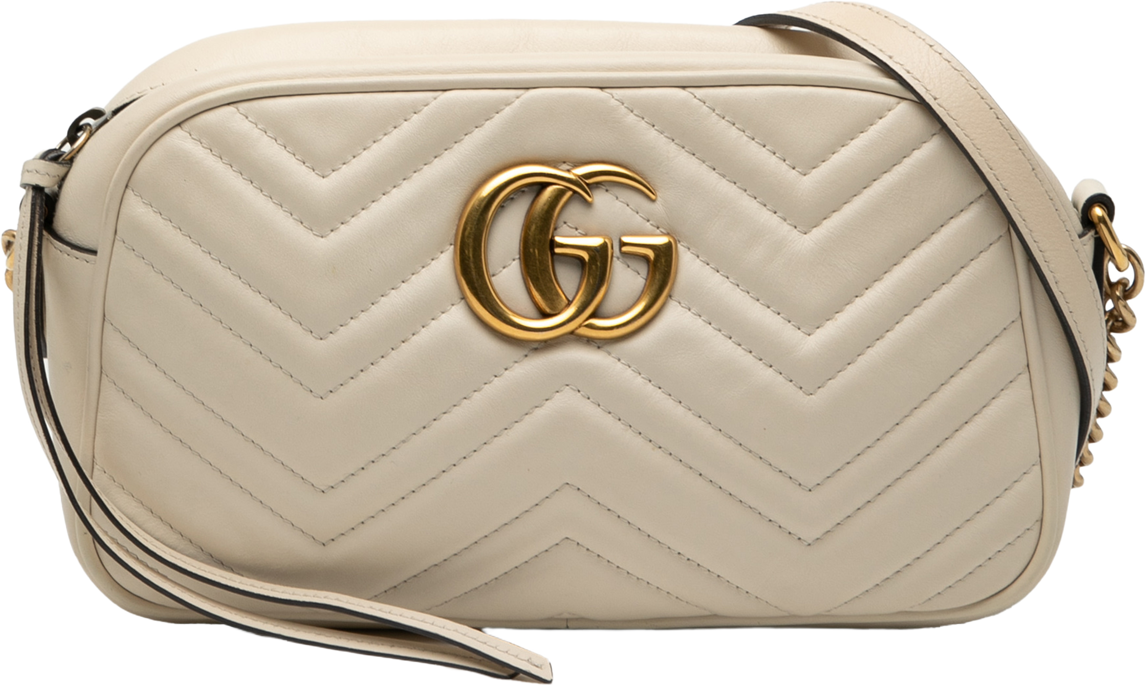 Gucci Small Gg Marmont Matelasse Leather Crossbody, från Luxclusif, i färgen white. Klicka för att öppna bilden i stort format