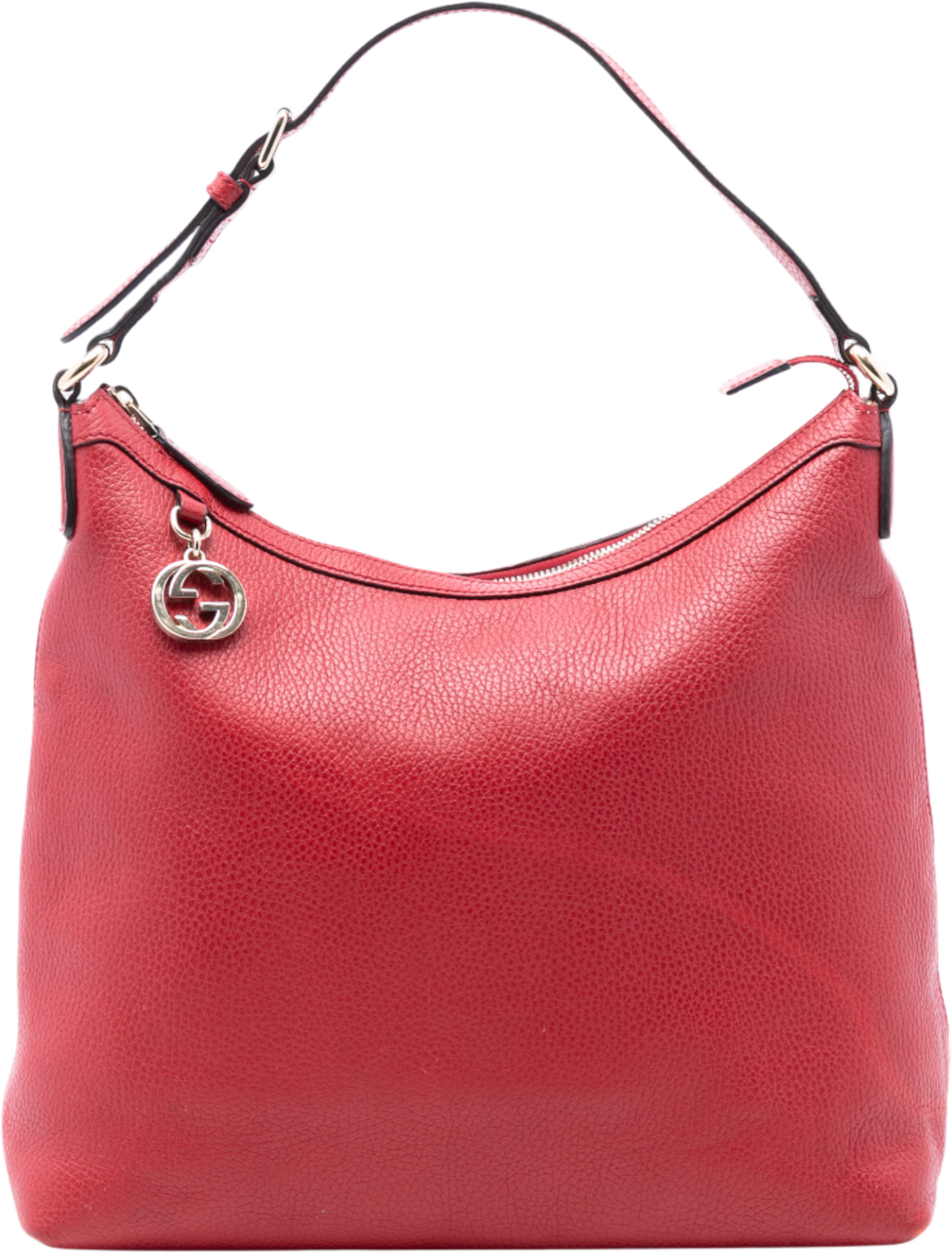 Gucci Leather Gg Charm Tote, från Luxclusif, i färgen red. Klicka för att öppna bilden i stort format