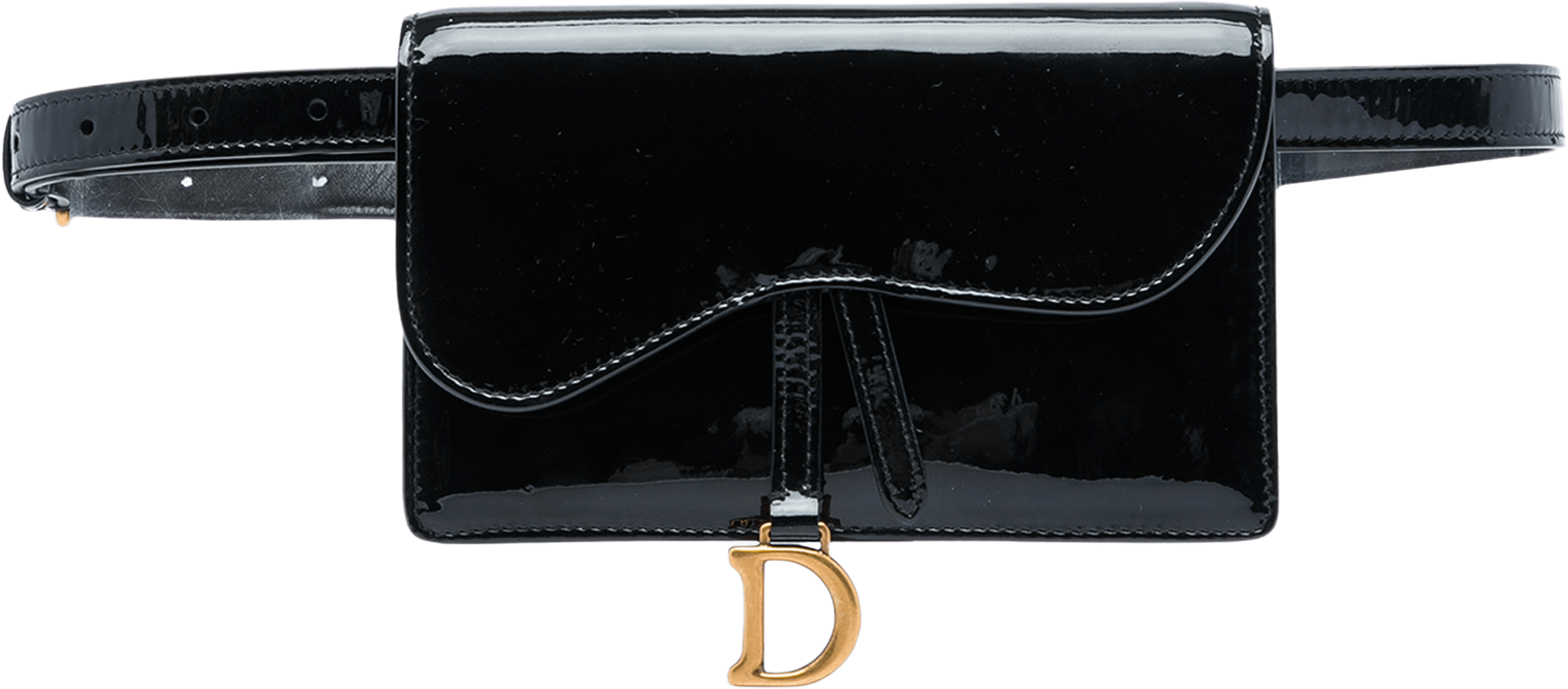 Dior Patent Saddle Belt Bag, från Luxclusif, i färgen svart. Klicka för att öppna bilden i stort format