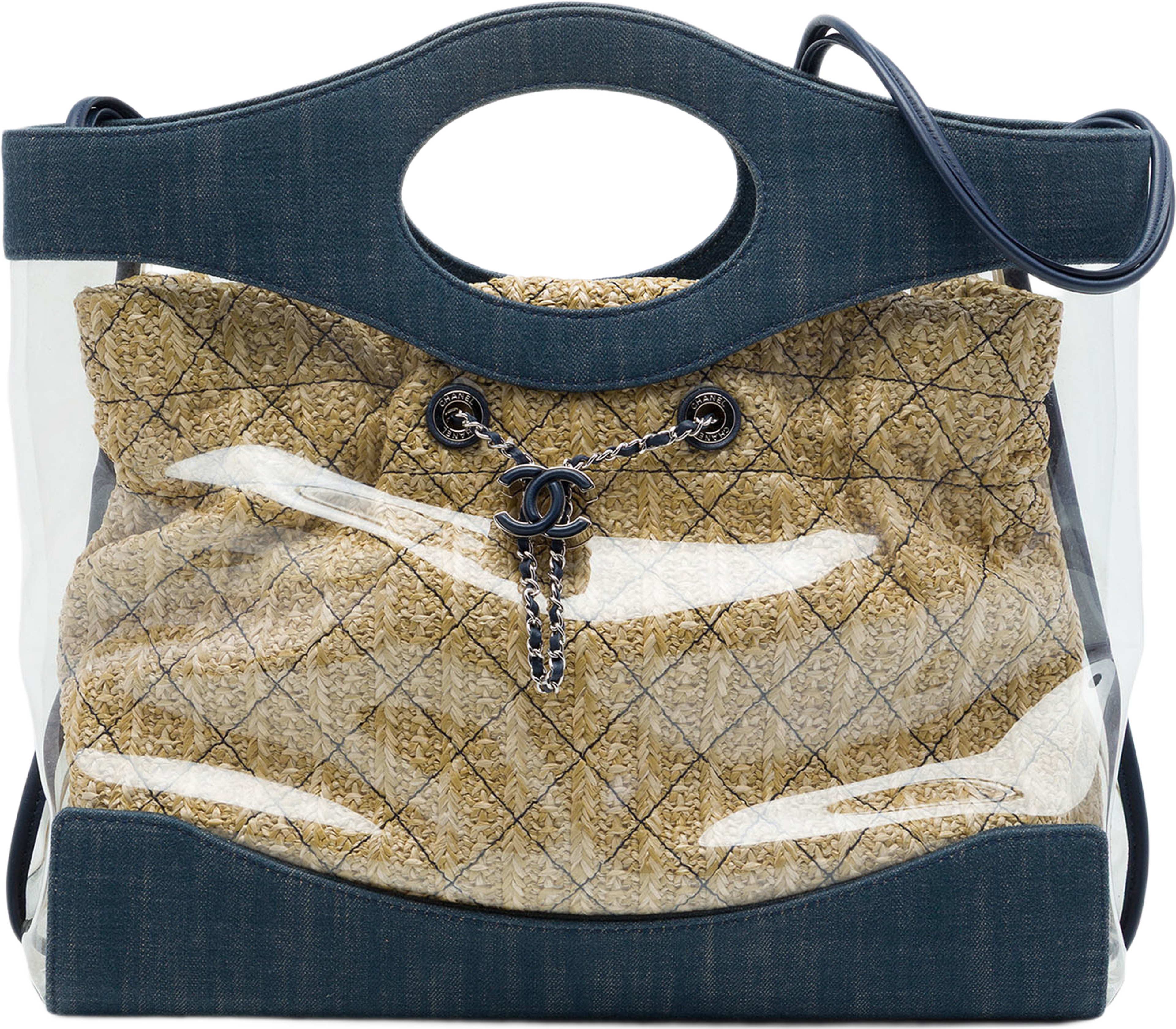 Chanel Pvc And Denim 31 Shopping Tote, från Luxclusif, i färgen blå. Klicka för att öppna bilden i stort format