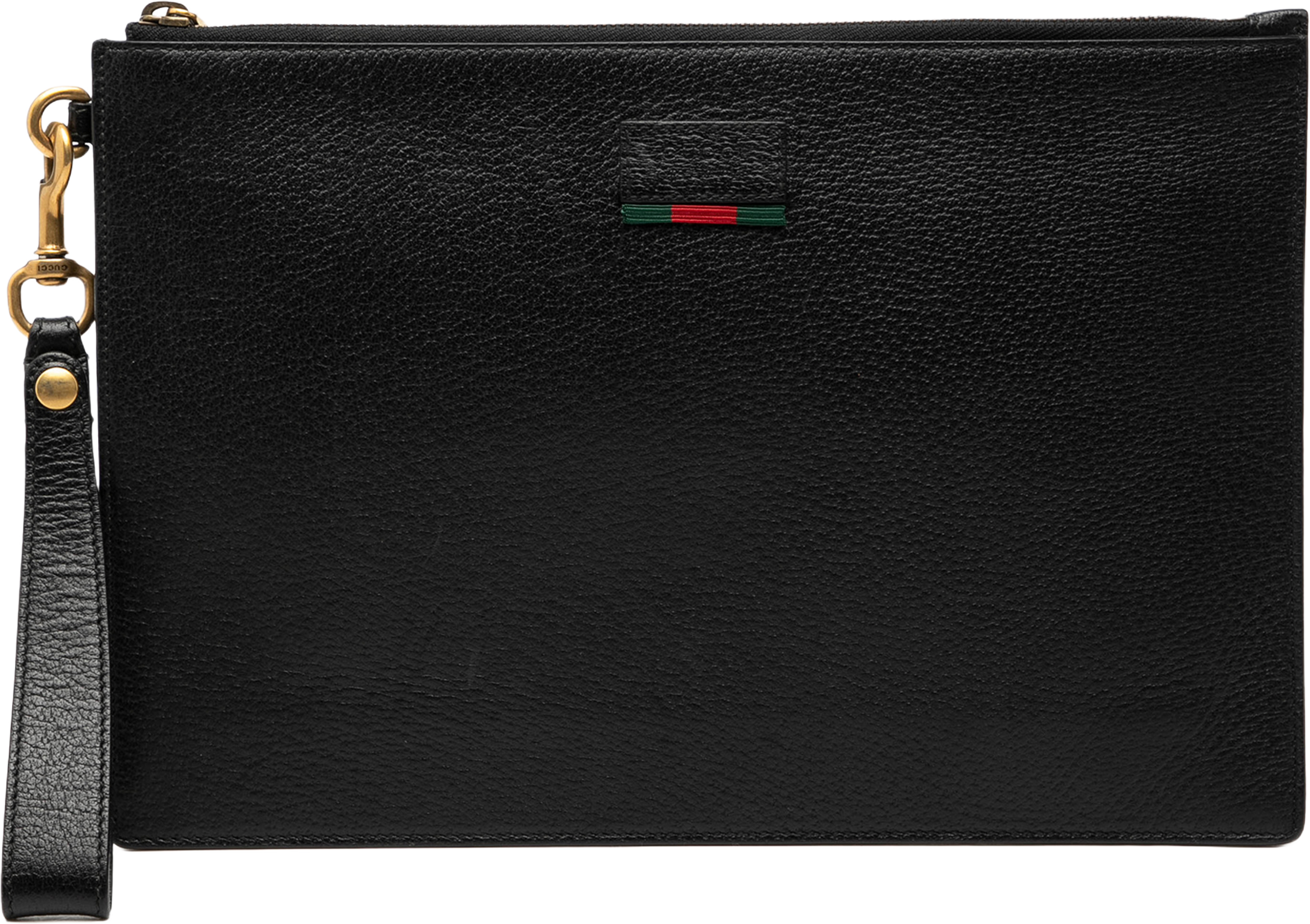 Gucci Leather Web Agora Clutch, från Luxclusif, i färgen black. Klicka för att öppna bilden i stort format