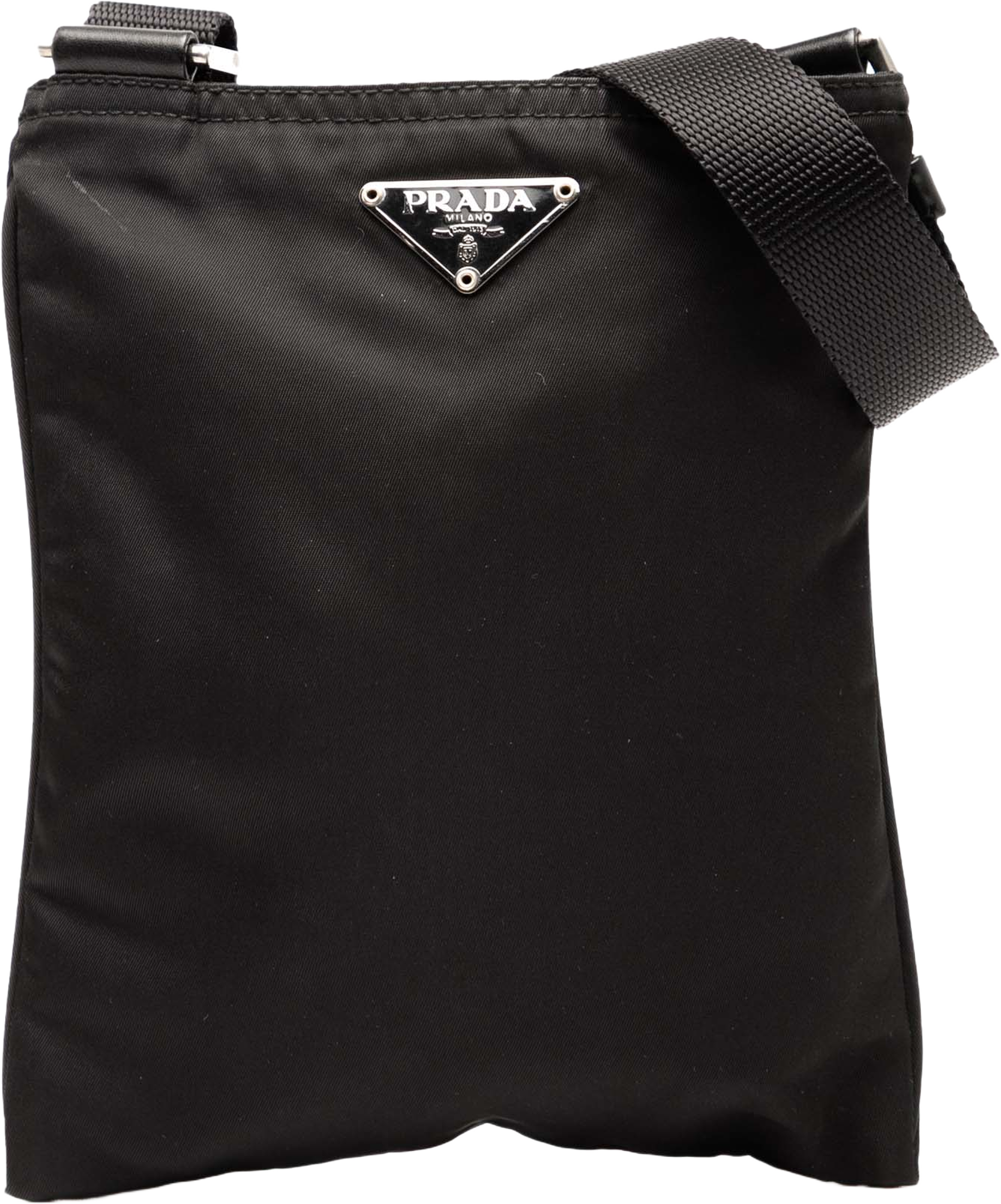 Prada Tessuto Zip Top Crossbody, från Luxclusif, i färgen black. Klicka för att öppna bilden i stort format