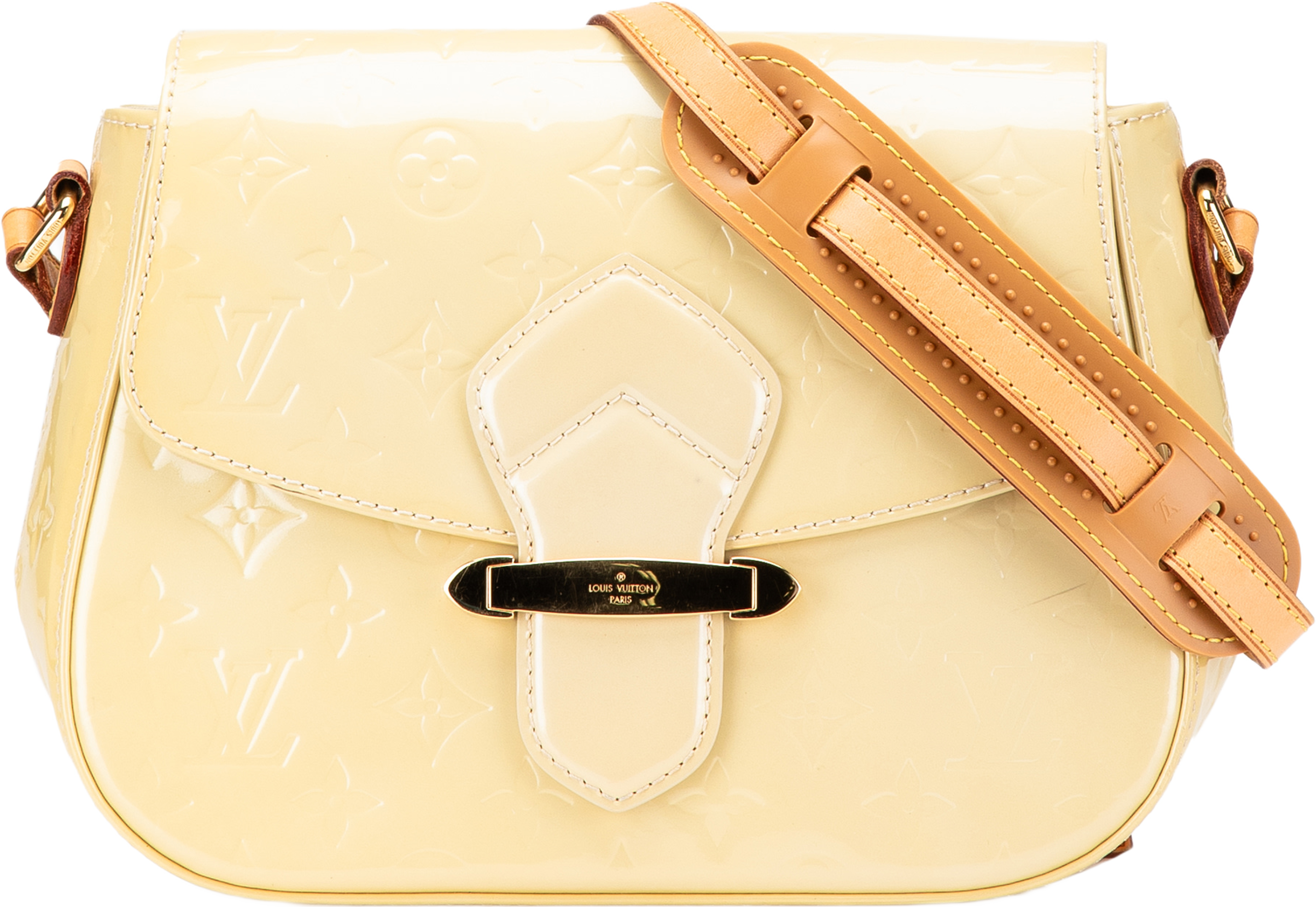 Louis Vuitton Monogram Vernis Bellflower Gm, från Luxclusif, i färgen light beige.