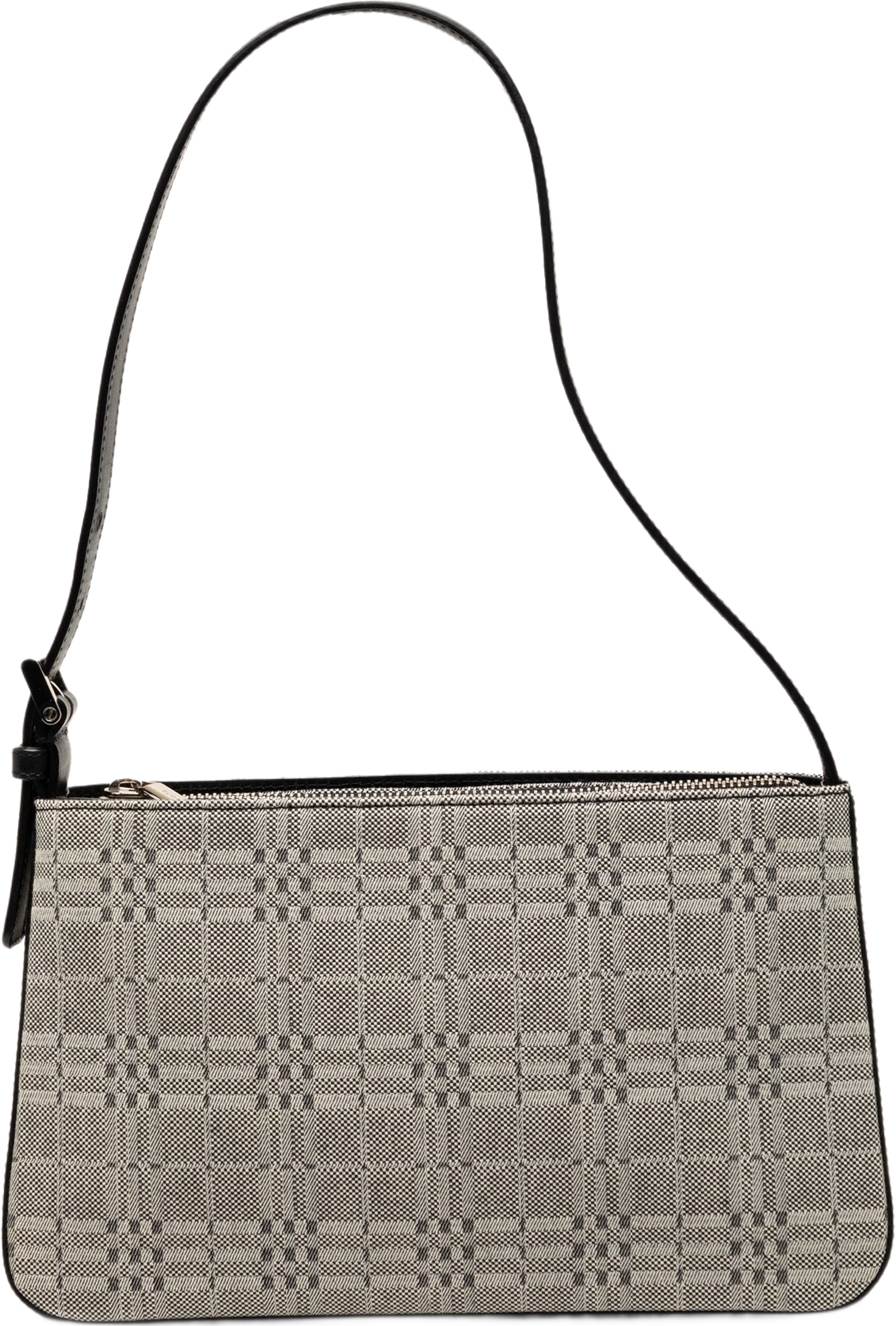 Burberry Tonal Check Canvas Shoulder Bag, från Luxclusif, i färgen svart. Klicka för att öppna bilden i stort format