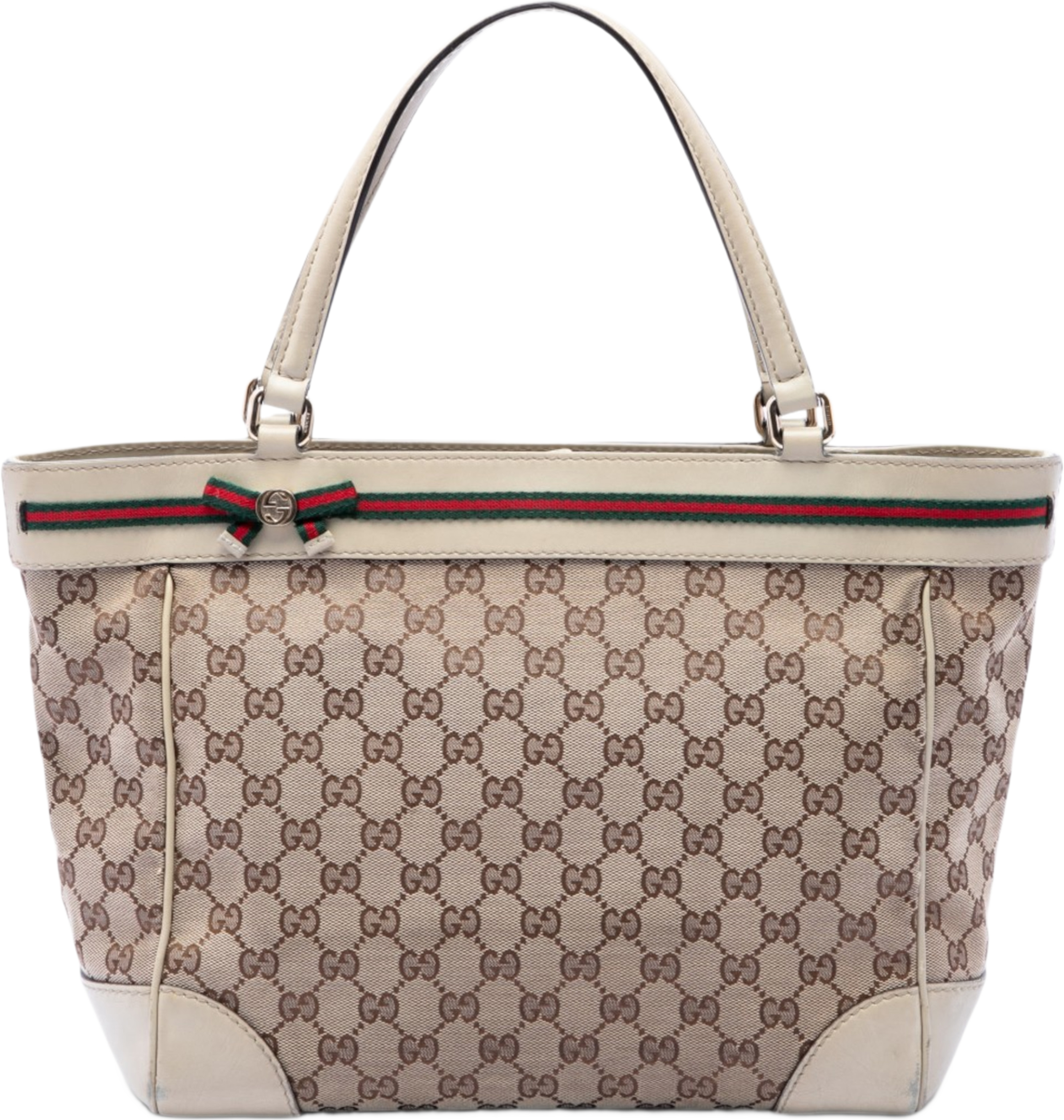 Gucci Gg Canvas Web Mayfair Tote, från Luxclusif, i färgen beige. Klicka för att öppna bilden i stort format
