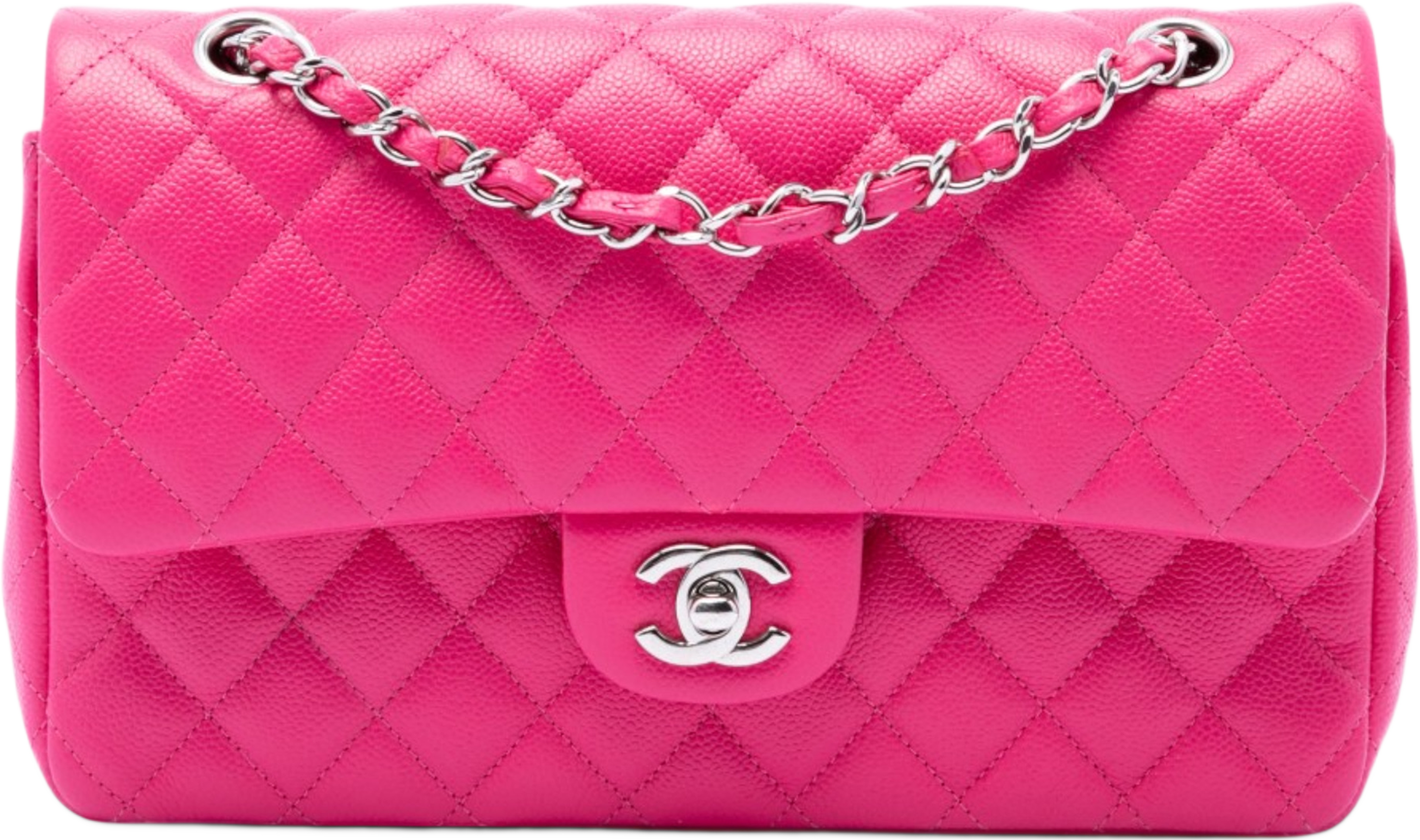 Chanel Medium Classic Caviar Double Flap, från Luxclusif, i färgen rosa. Klicka för att öppna bilden i stort format