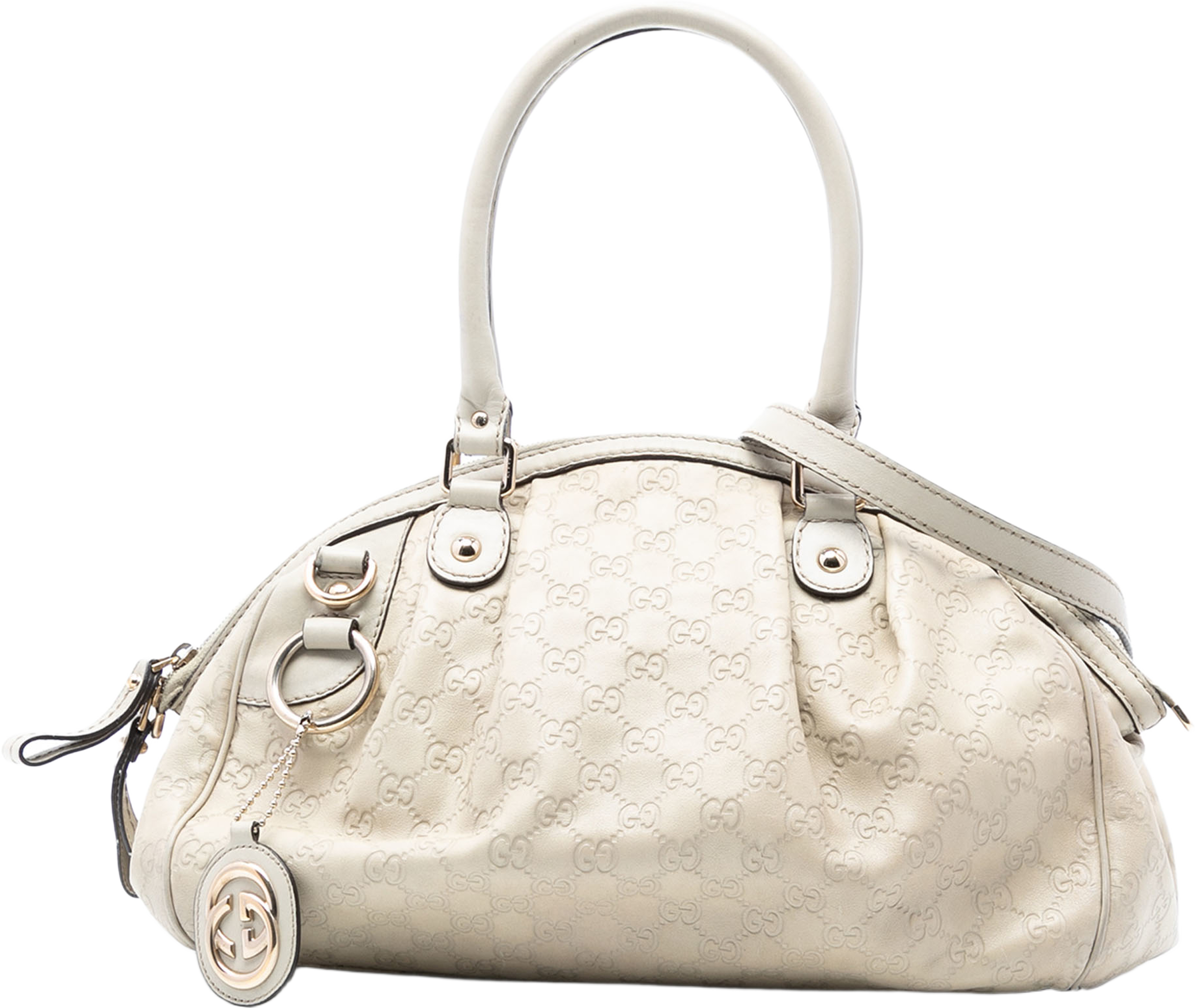 Gucci Guccissima Sukey Satchel, från Luxclusif, i färgen light beige. Klicka för att öppna bilden i stort format