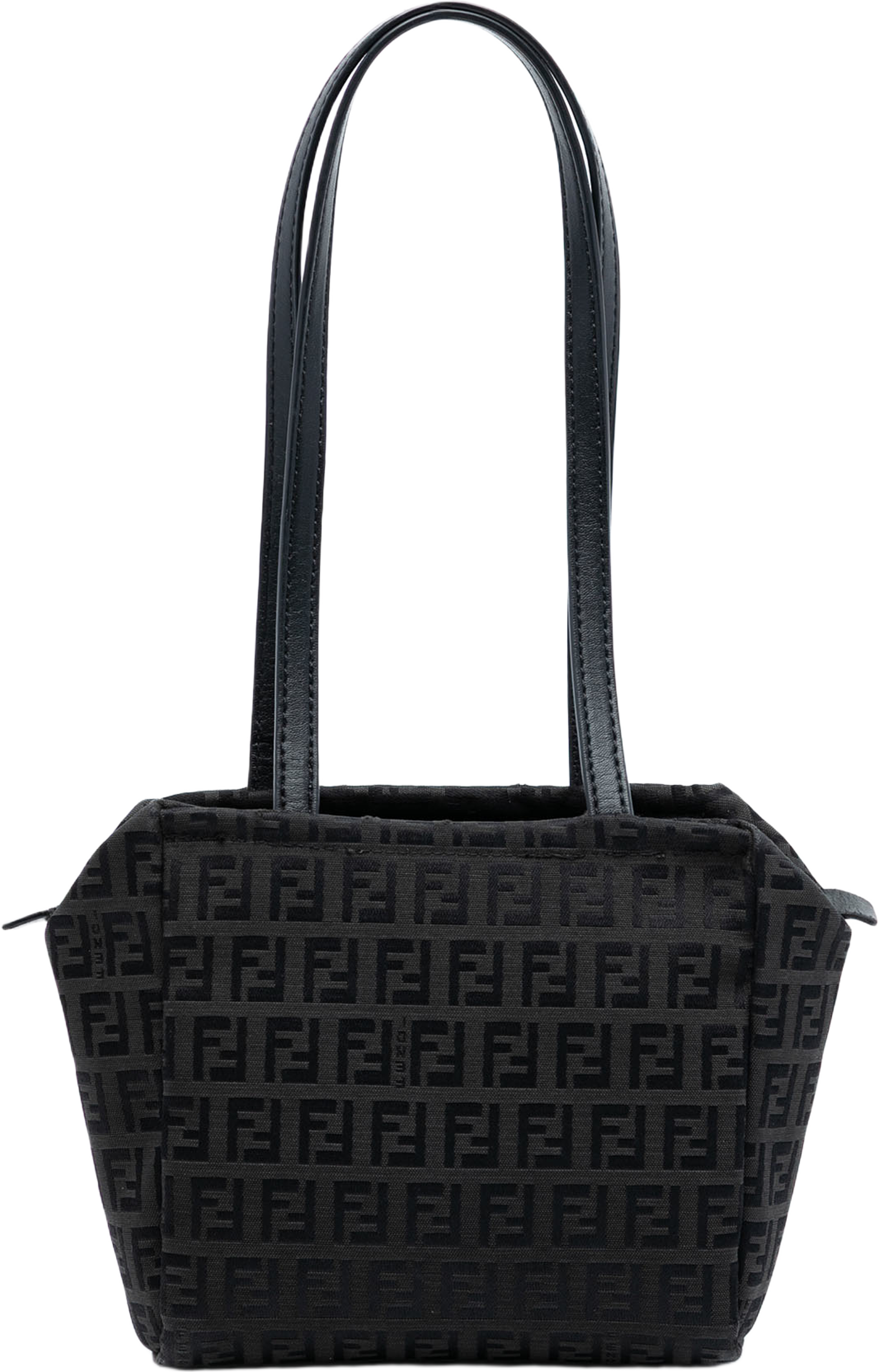 Fendi Mini Zucchino Canvas Handbag, från Luxclusif, i färgen black. Klicka för att öppna bilden i stort format