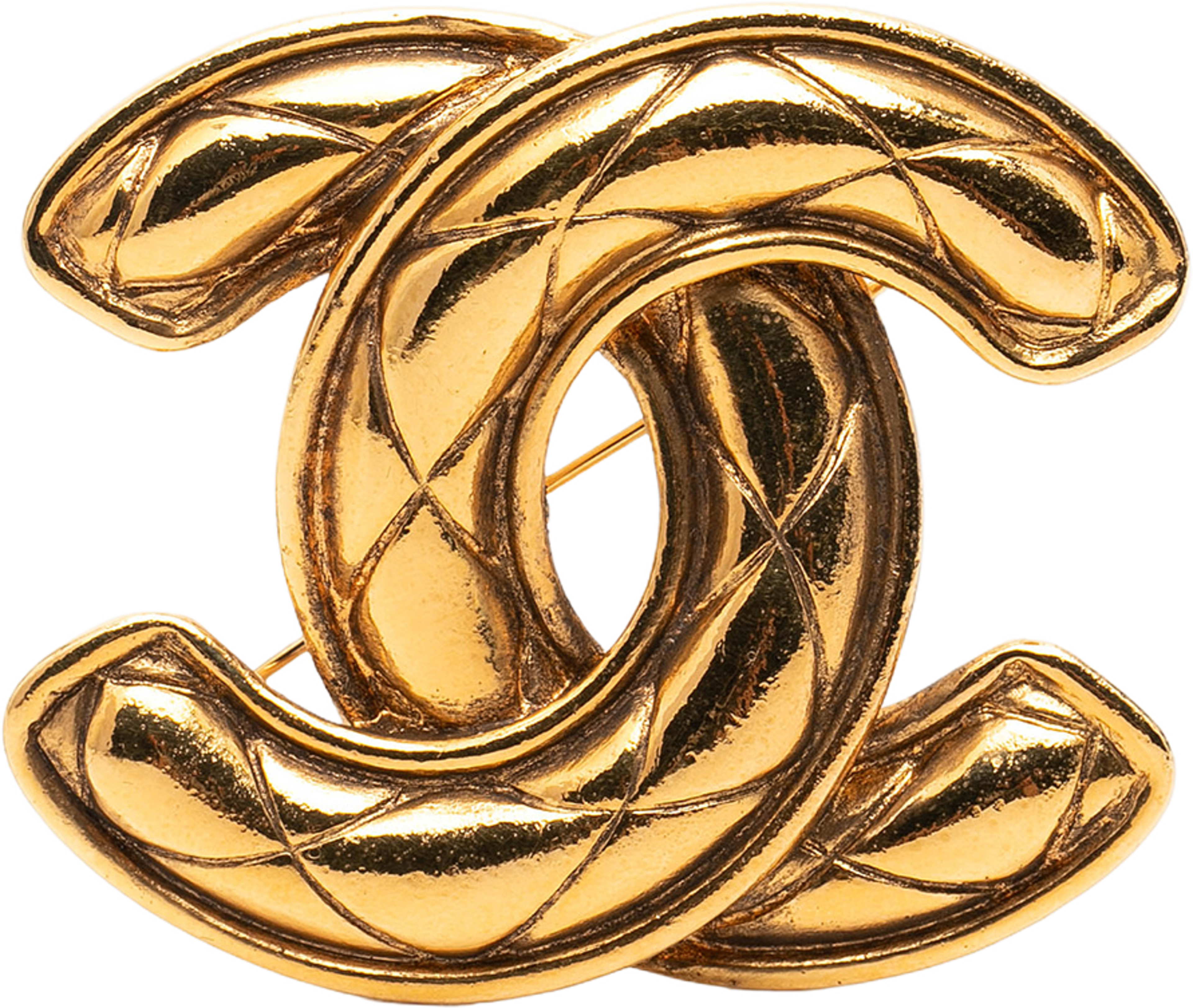 Chanel Cc Gold Plated Quilted Brooch, från Luxclusif, i färgen gold. Klicka för att öppna bilden i stort format