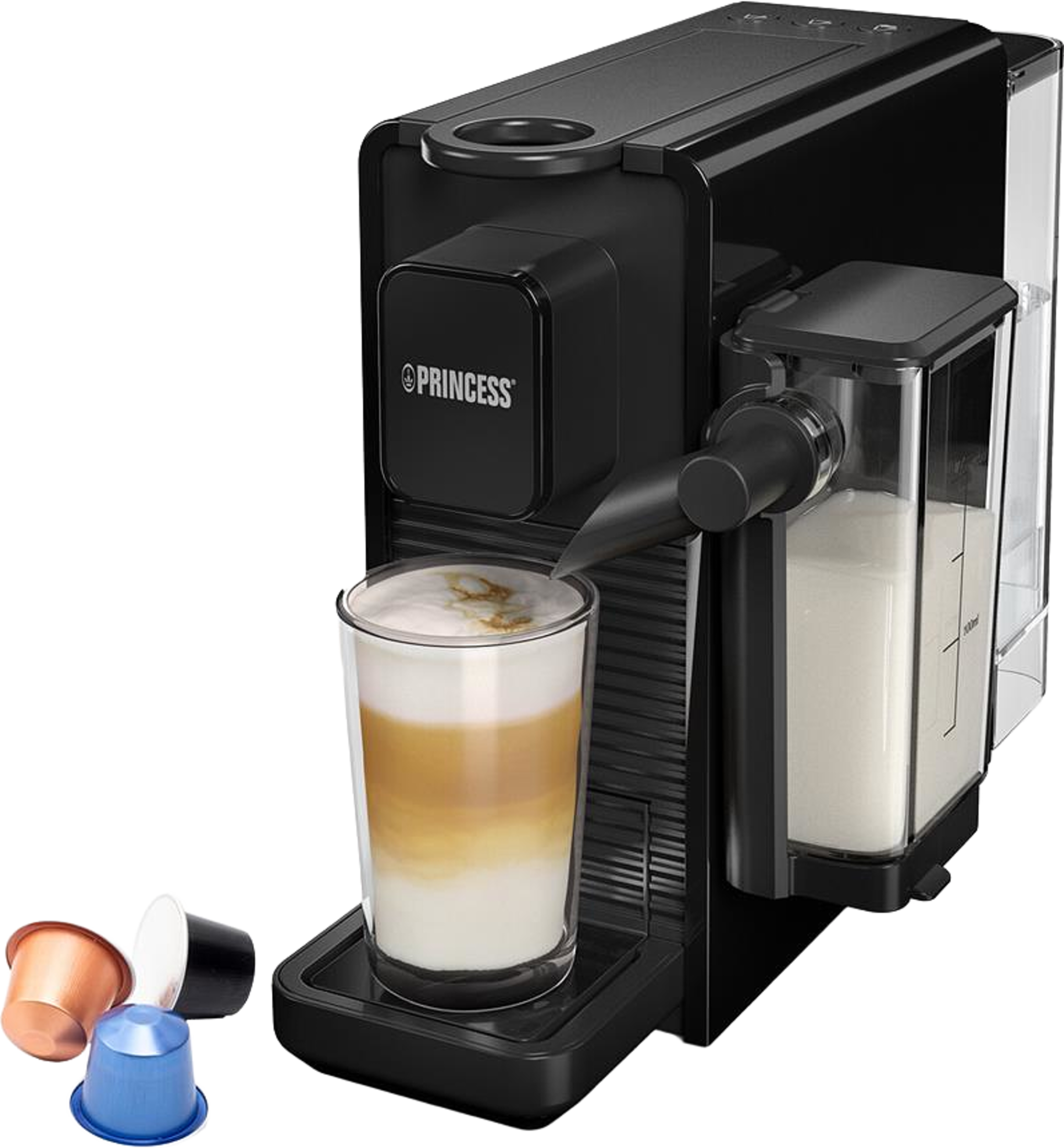 Kapselmaskin Latte Pro 20bar, från Princess, i färgen svart. Klicka för att öppna bilden i stort format