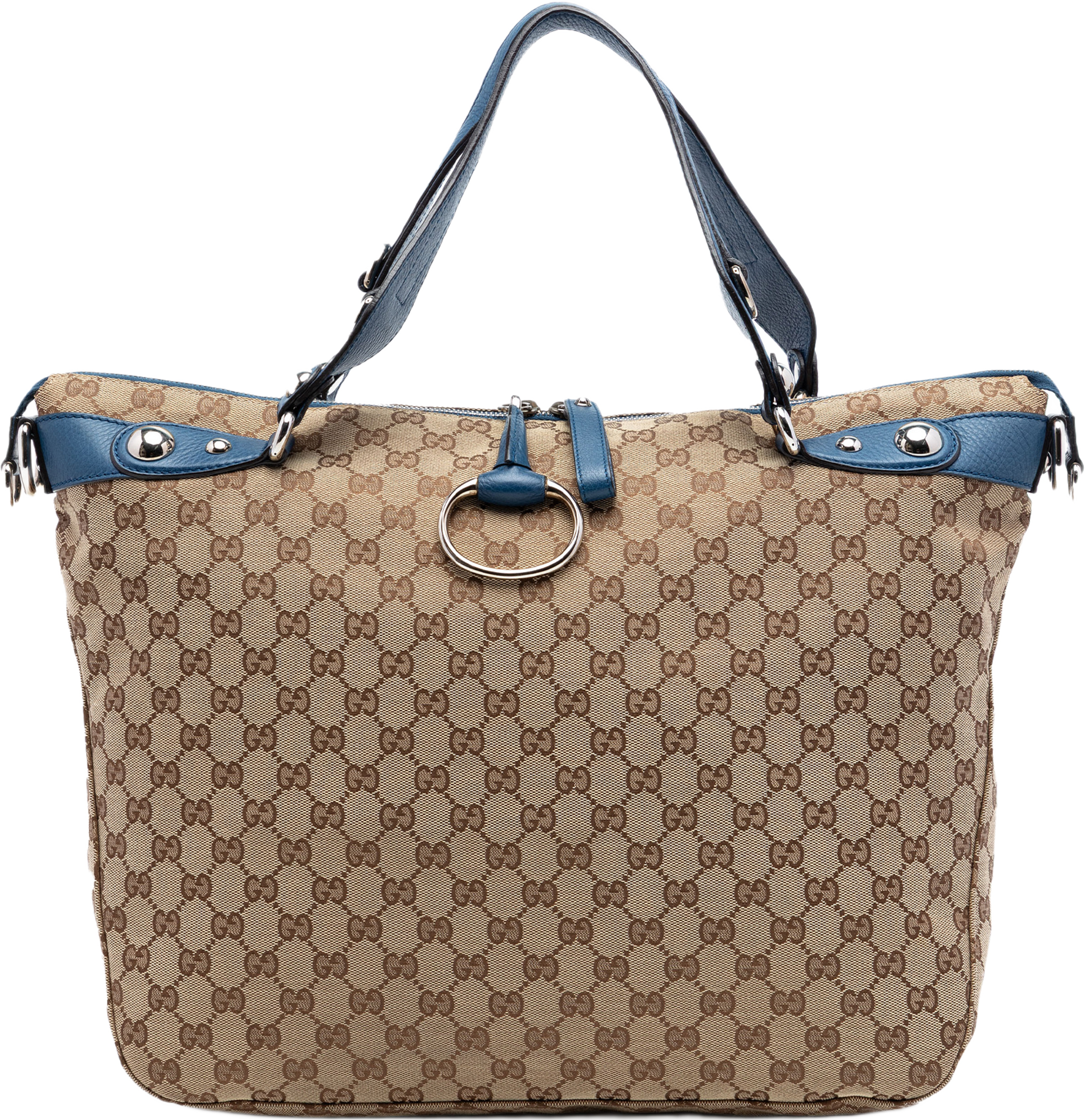 Gucci Large Gg Canvas Icon Bit Satchel, från Luxclusif, i färgen beige. Klicka för att öppna bilden i stort format