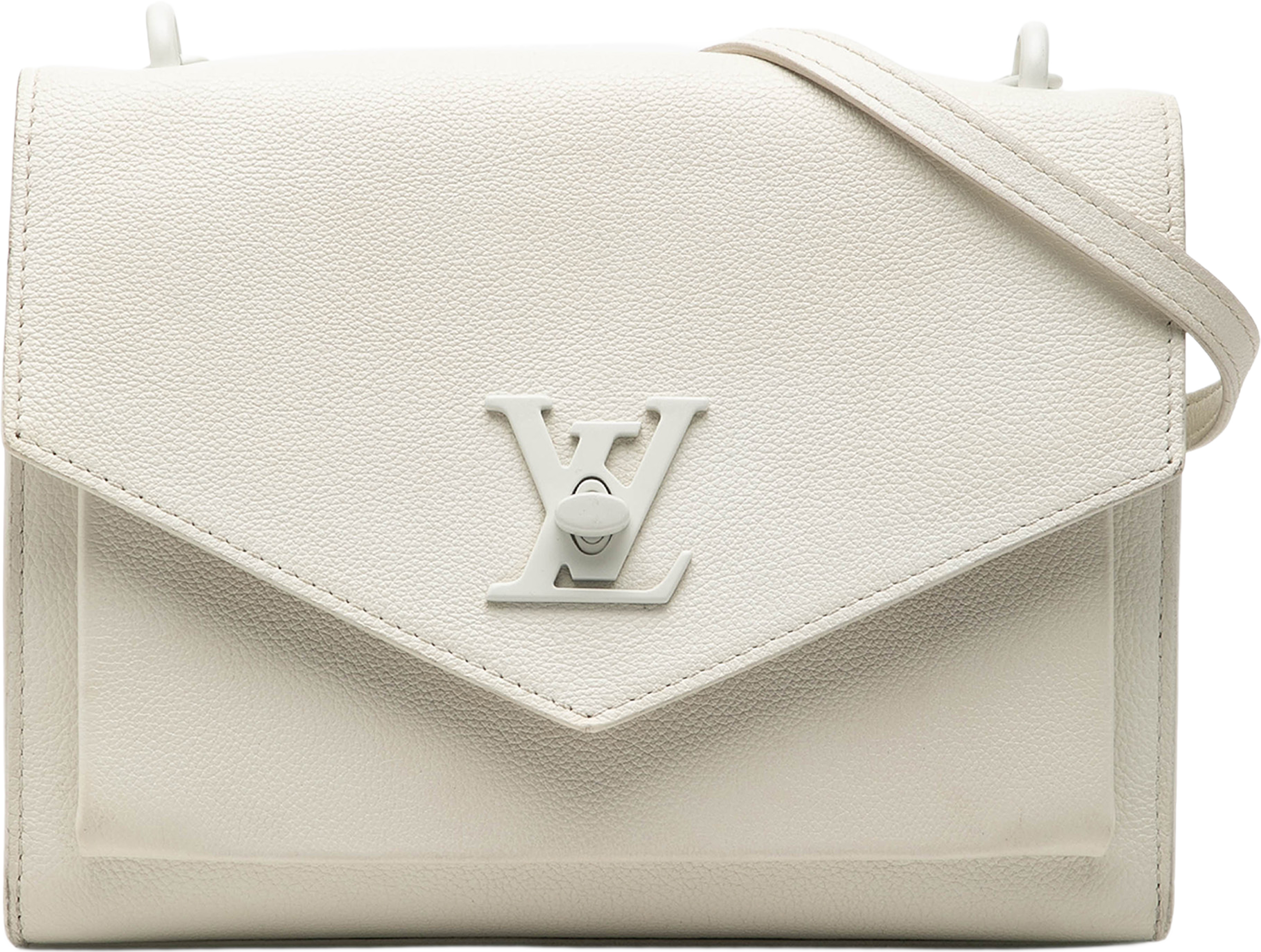 Louis Vuitton Soft Calfskin Mylockme Chain Bb, från Luxclusif, i färgen white. Klicka för att öppna bilden i stort format