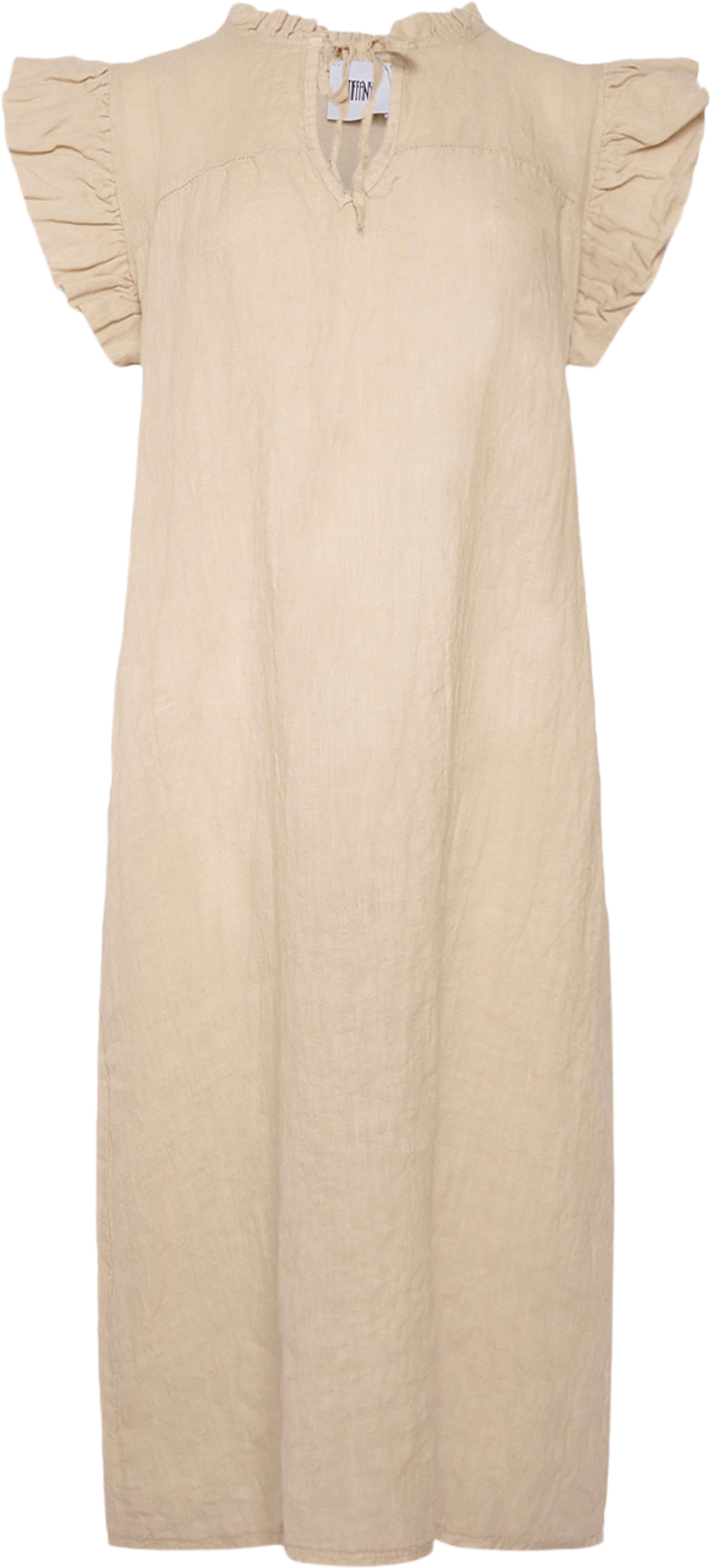 Etta, Frill Dress, Linen - Soft Grey