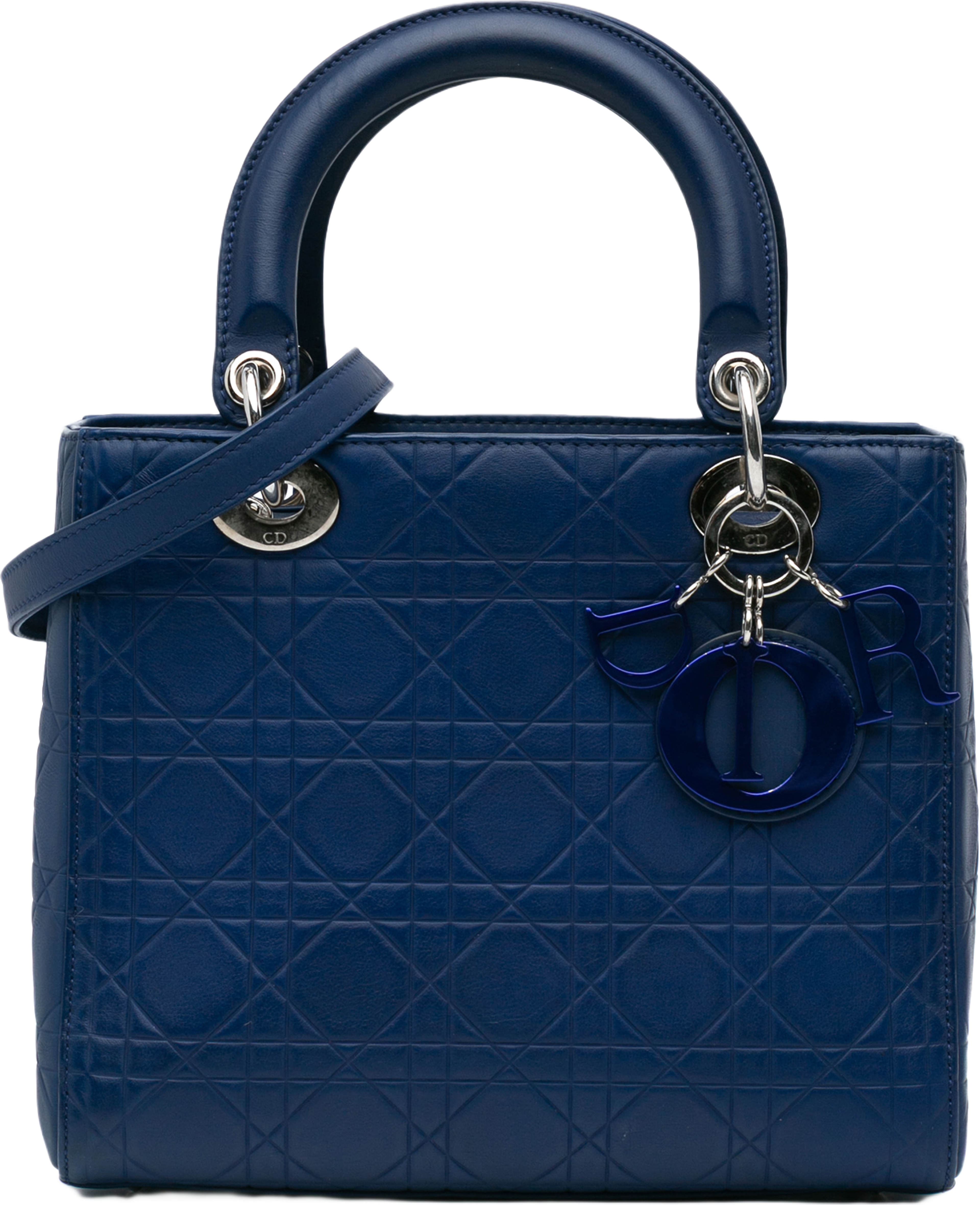 Dior Medium Ultra Matte Calfskin Cannage Embossed Lady Dior, från Luxclusif, i färgen blue. Klicka för att öppna bilden i stort format