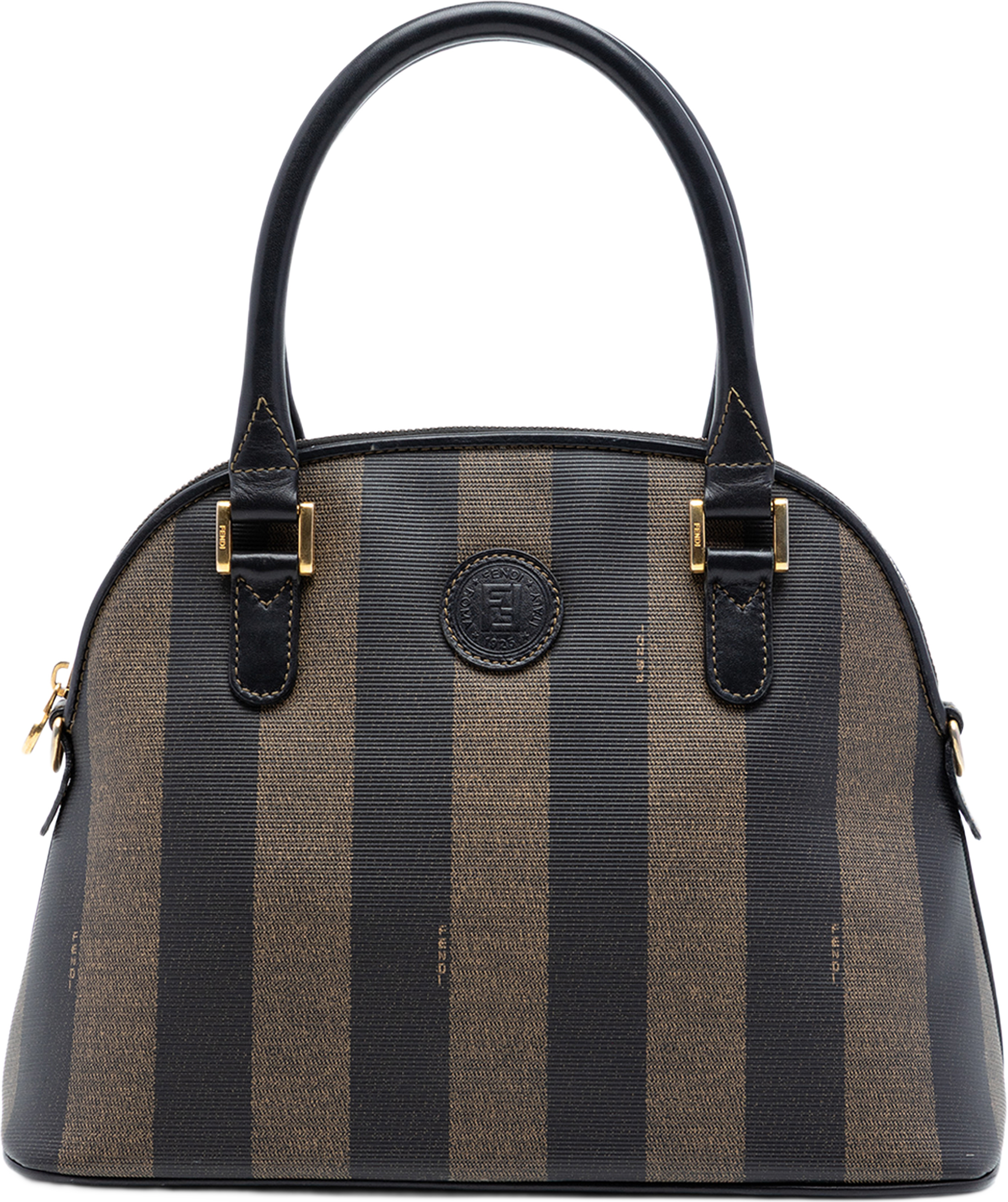 Fendi Pequin Coated Canvas Dome Satchel, från Luxclusif, i färgen brown. Klicka för att öppna bilden i stort format