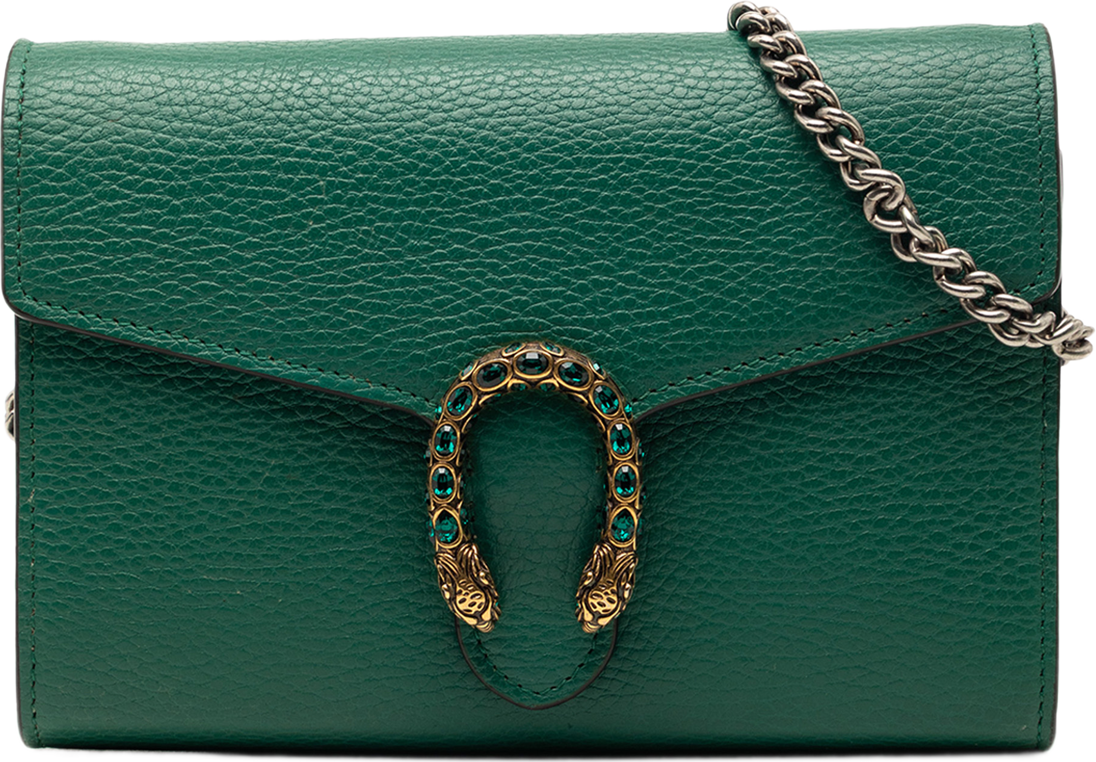 Gucci Leather Dionysus Wallet On Chain, från Luxclusif, i färgen green. Klicka för att öppna bilden i stort format