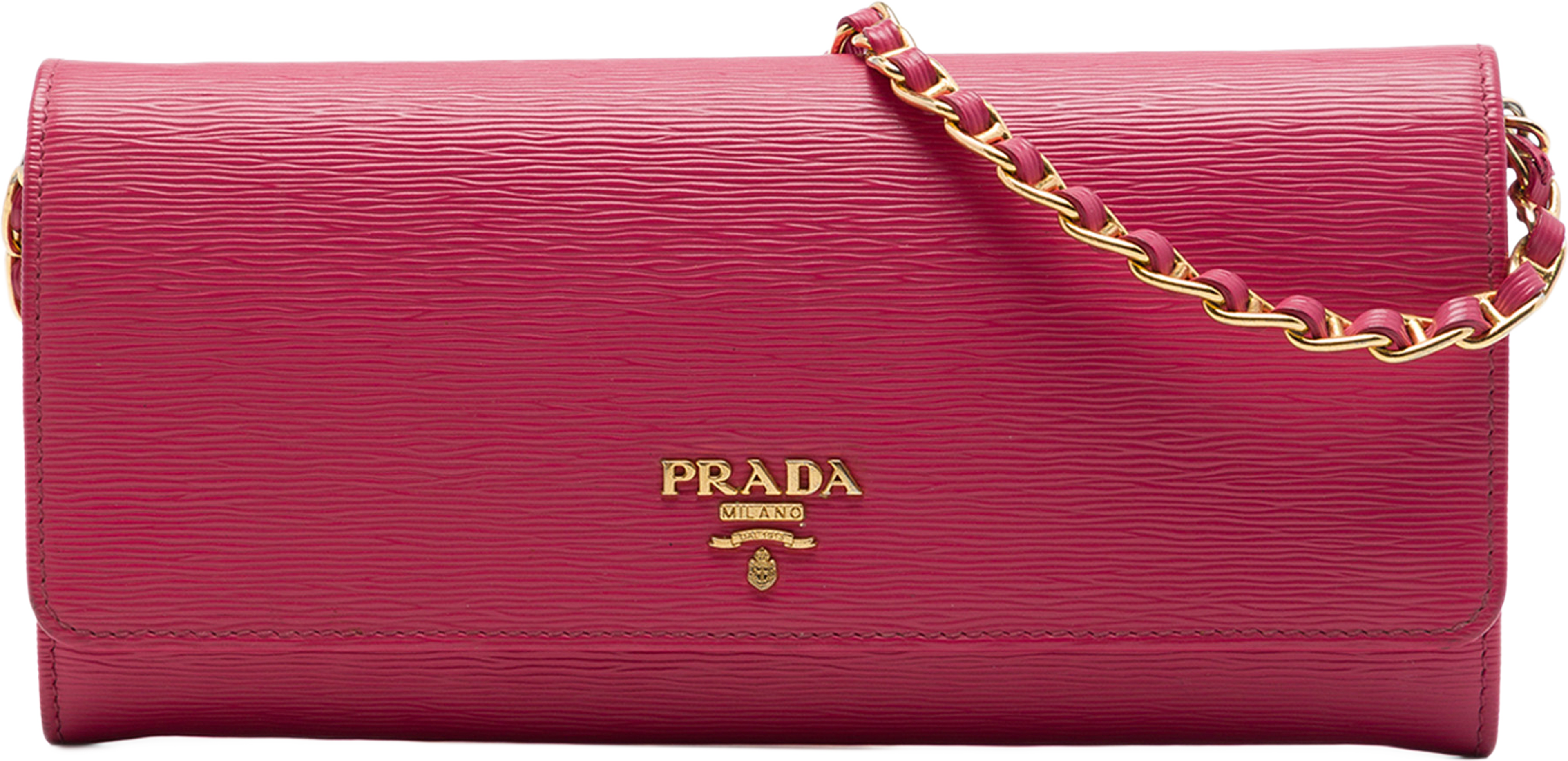 Prada Vitello Move Wallet On Chain, från Luxclusif, i färgen rosa. Klicka för att öppna bilden i stort format