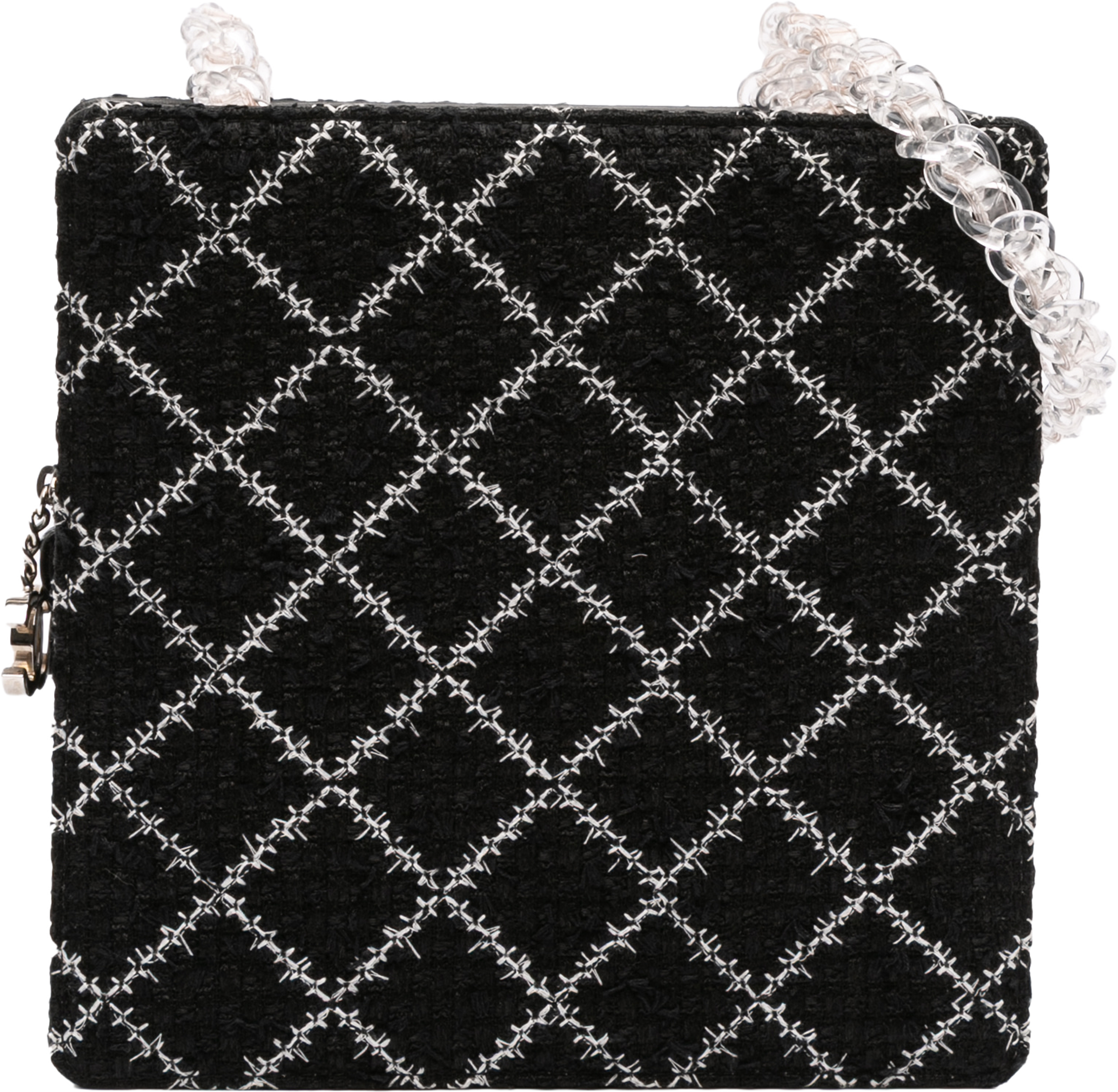 Chanel Tweed And Resin Zipped Chain Shopping Bag, från Luxclusif, i färgen black. Klicka för att öppna bilden i stort format