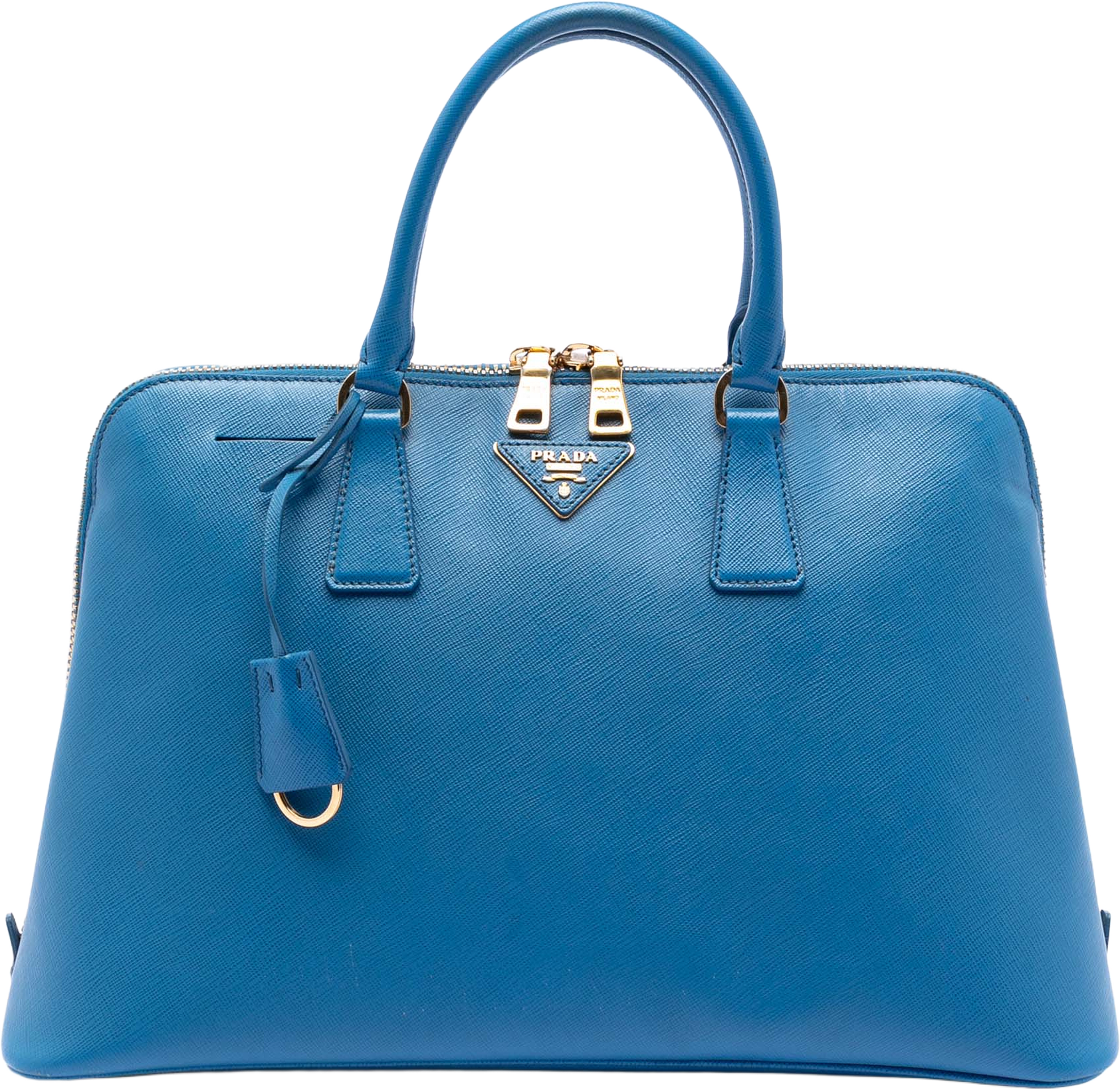 Prada Large Saffiano Lux Promenade Satchel, från Luxclusif, i färgen blue. Klicka för att öppna bilden i stort format