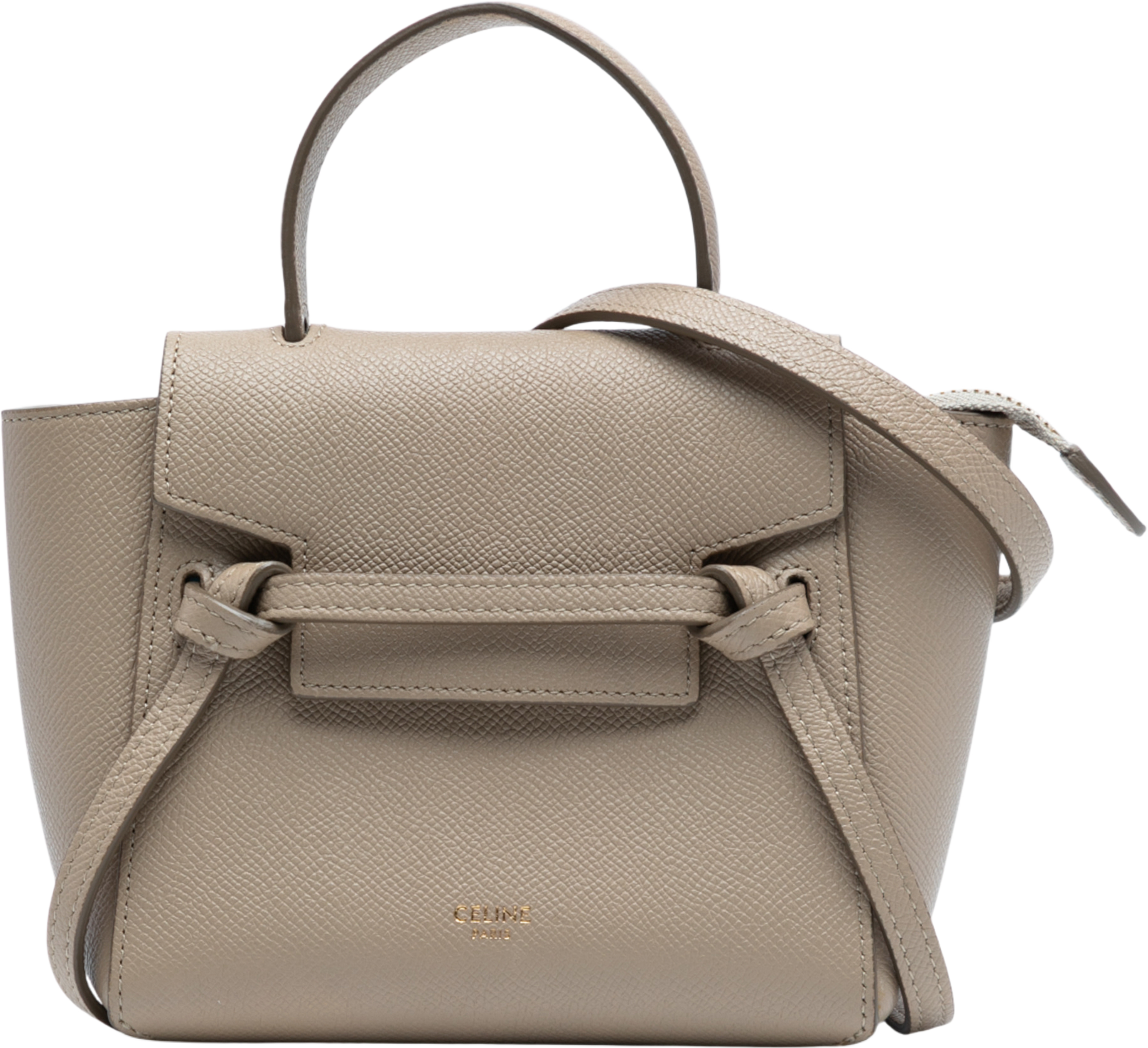 Celine Pico Grained Calfskin Belt Bag, från Luxclusif, i färgen taupe. Klicka för att öppna bilden i stort format