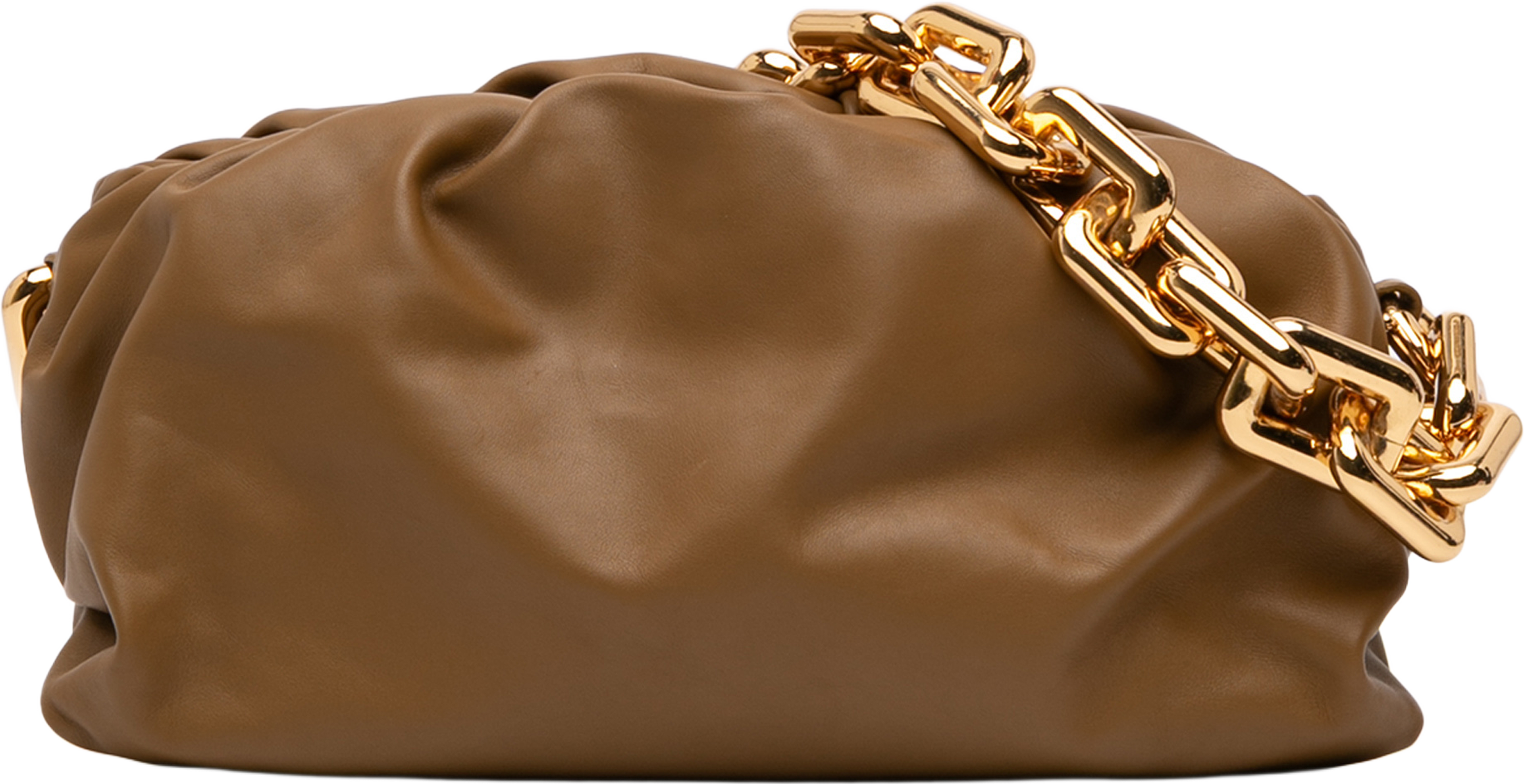 Bottega Veneta Lambskin Chain Pouch, från Luxclusif, i färgen brown. Klicka för att öppna bilden i stort format