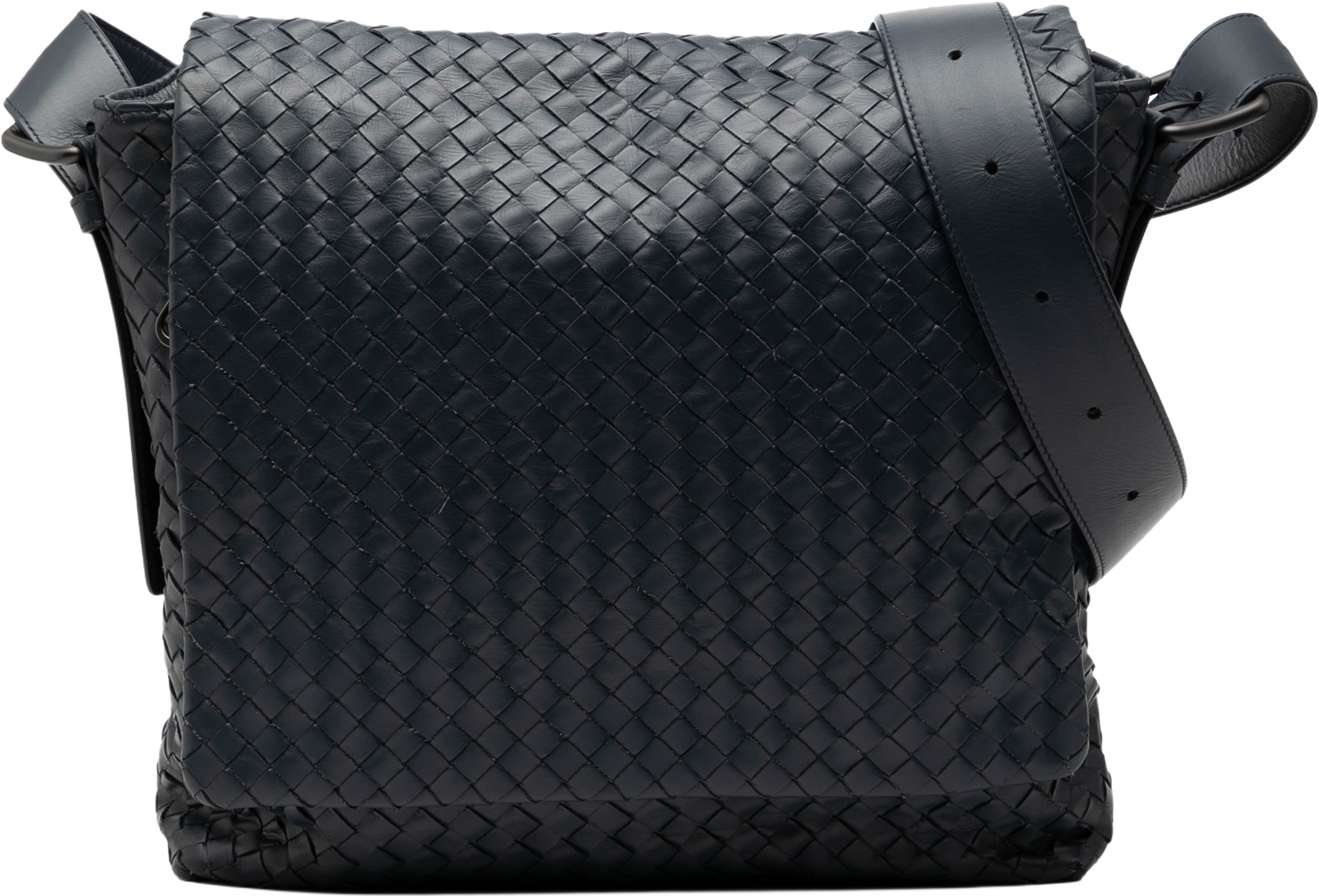 Bottega Veneta Nappa Intrecciato Flap Crossbody, från Luxclusif, i färgen black. Klicka för att öppna bilden i stort format