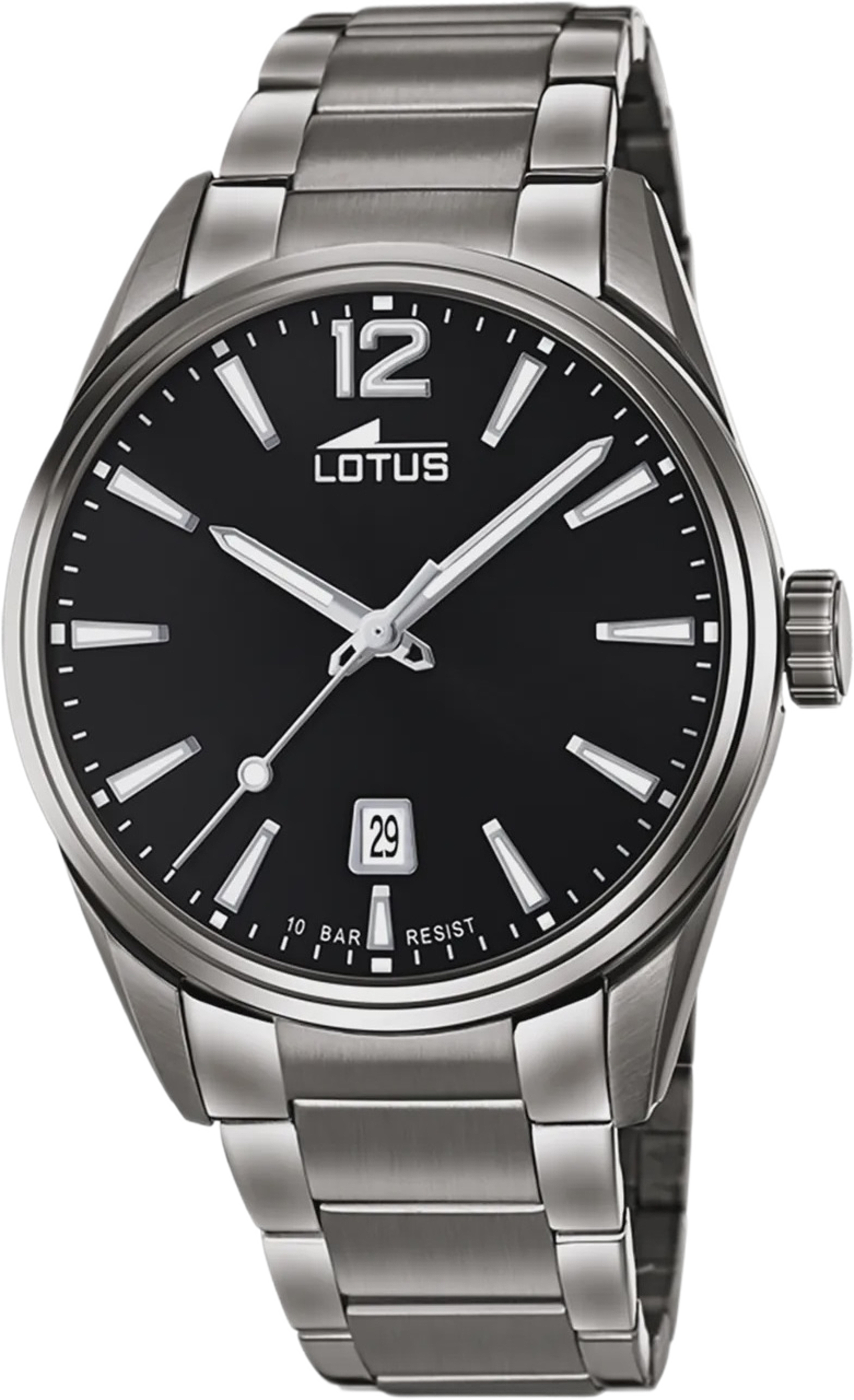 Lotus Herrklocka -  Metallband, Stål/svart, 42 Mm, från Lotus, i färgen silver. Klicka för att öppna bilden i stort format