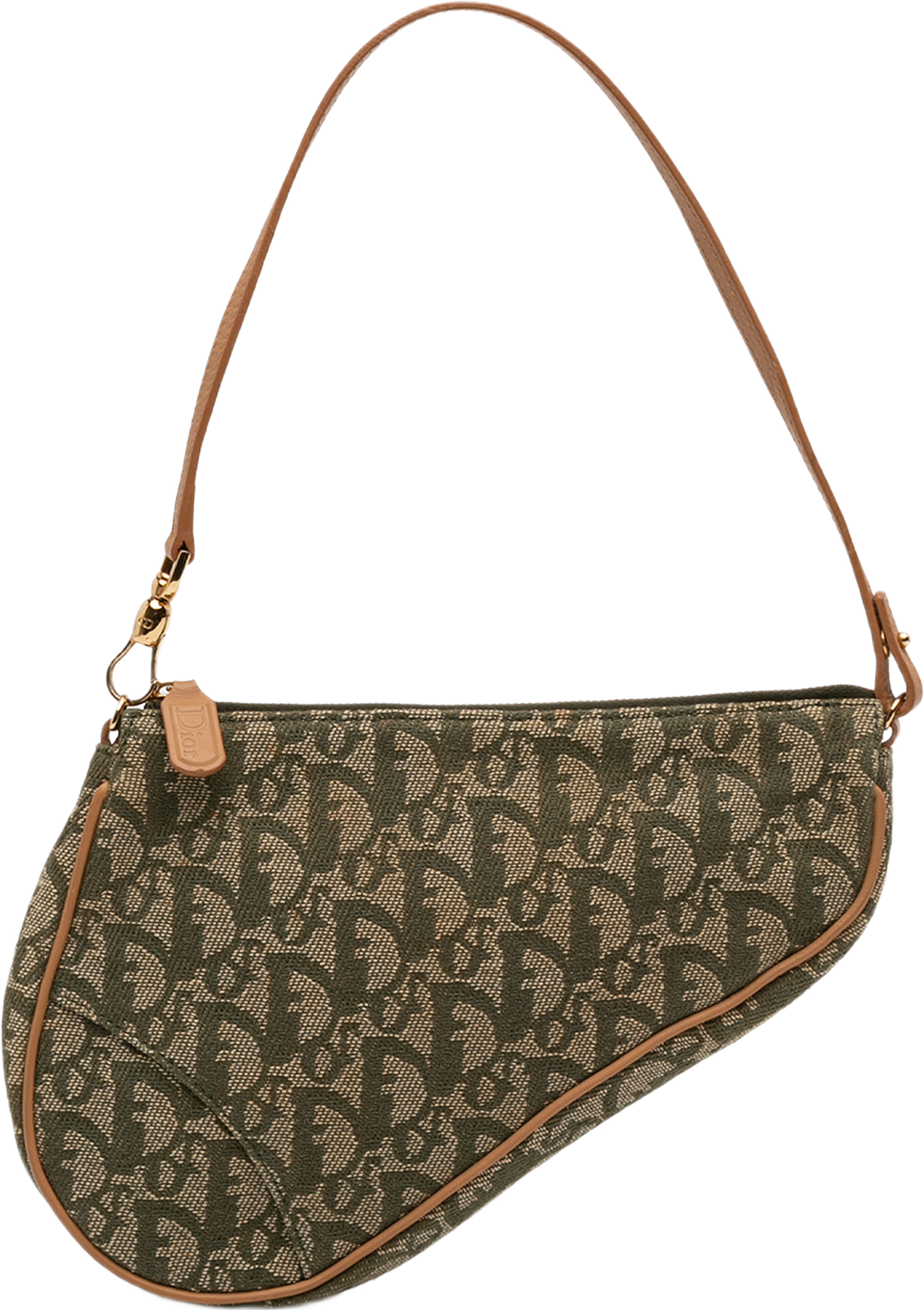 Dior Mini Diorissimo Canvas Saddle Pochette, från Luxclusif, i färgen green. Klicka för att öppna bilden i stort format