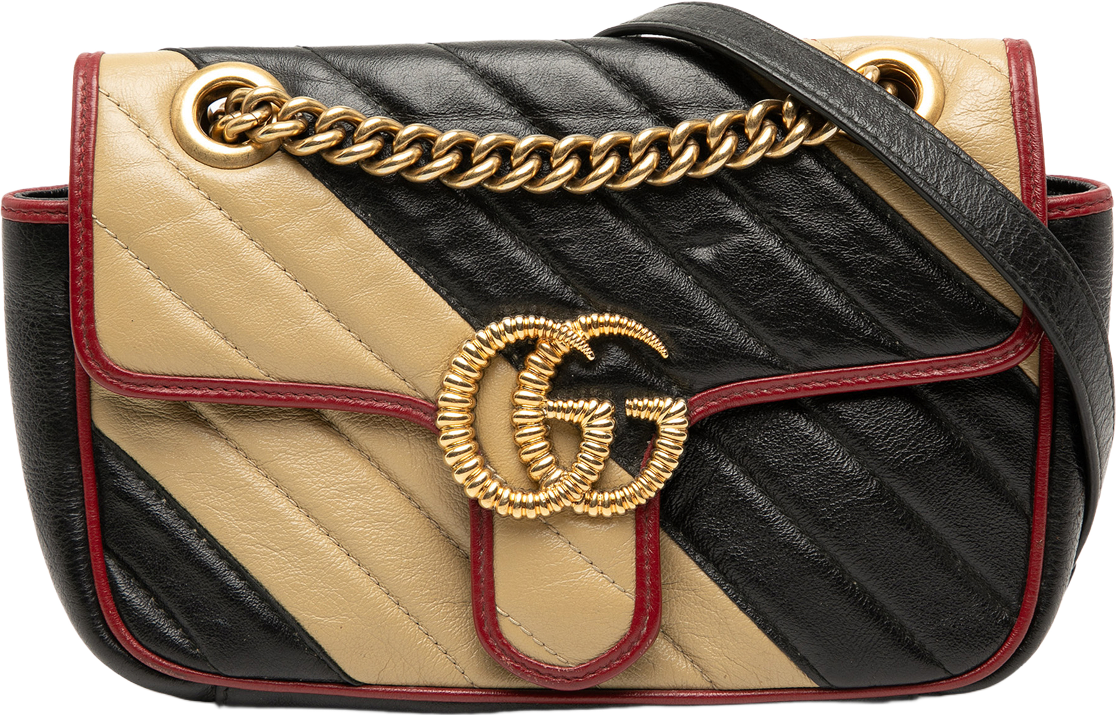 Gucci Small Gg Marmont Matelasse Diagonal Leather Torchon Shoulder Bag, från Luxclusif, i färgen beige. Klicka för att öppna bilden i stort format